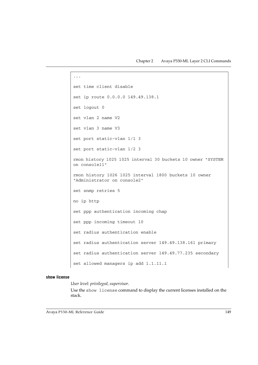 Avaya P330-ML-ML manual Show license 