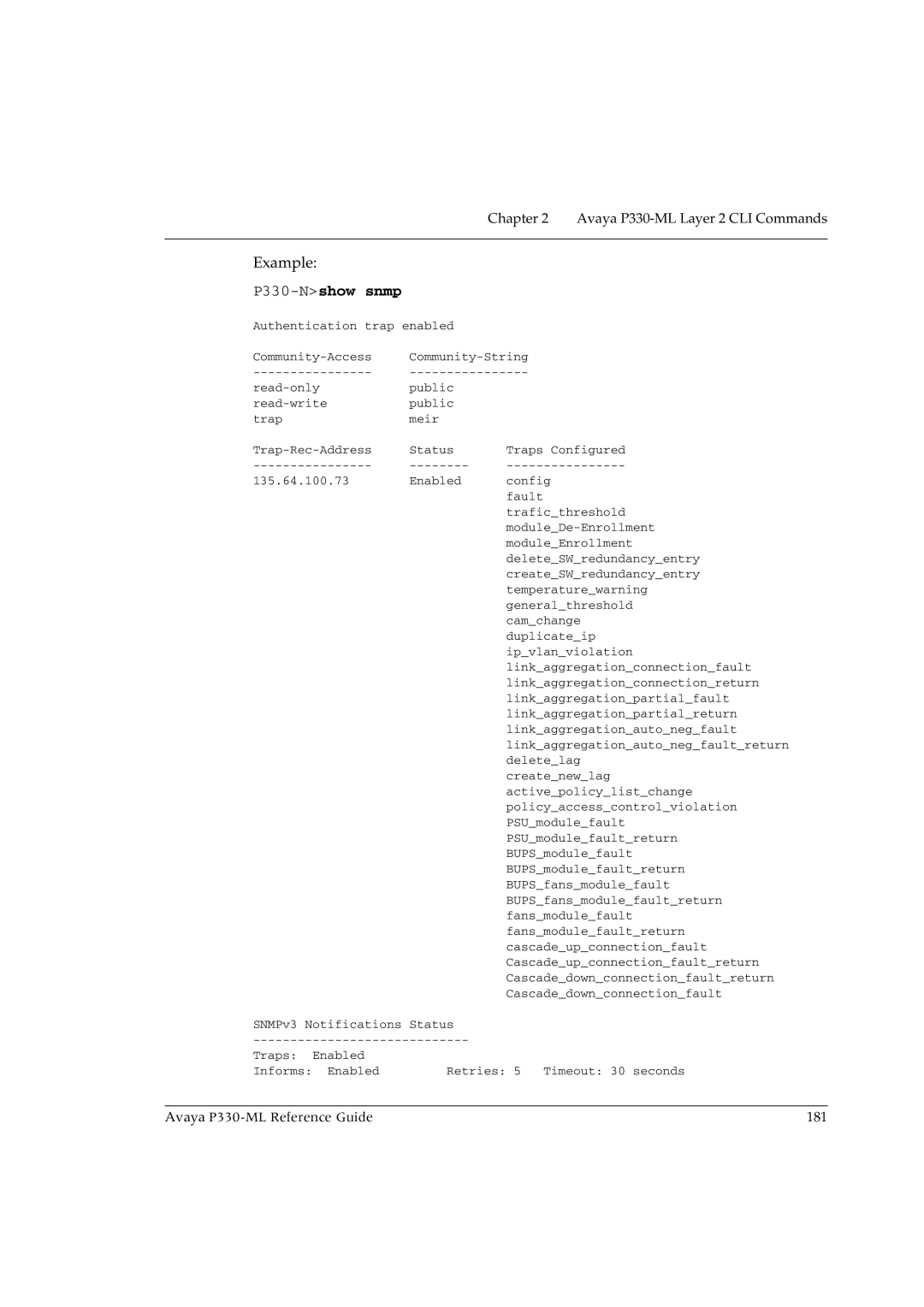 Avaya P330-ML-ML manual P330-Nshow snmp 