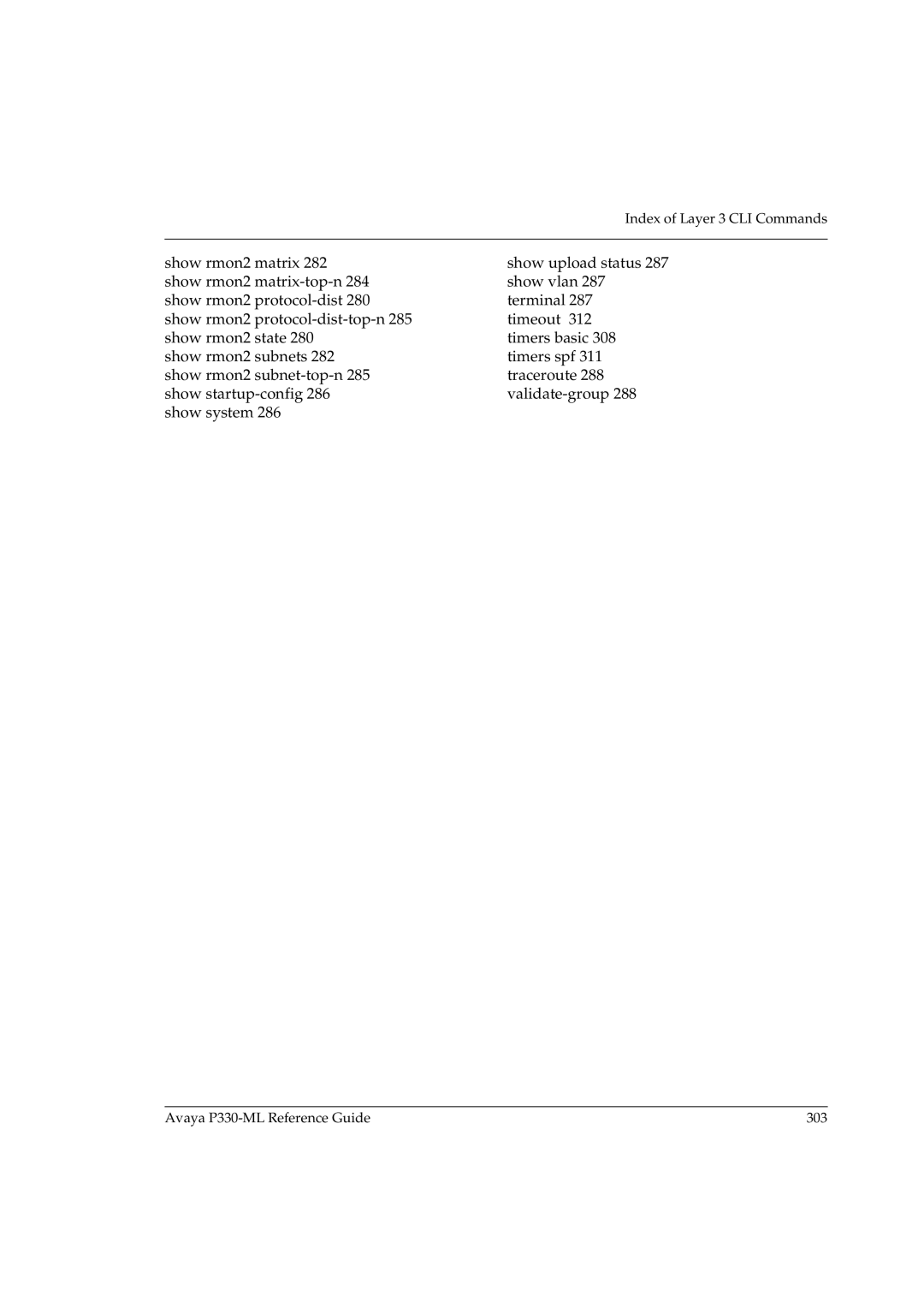 Avaya P330-ML-ML manual Avaya P330-ML Reference Guide 303 