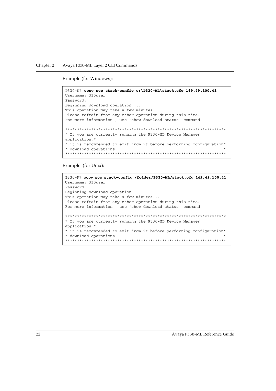 Avaya P330-ML-ML manual Example for Windows 