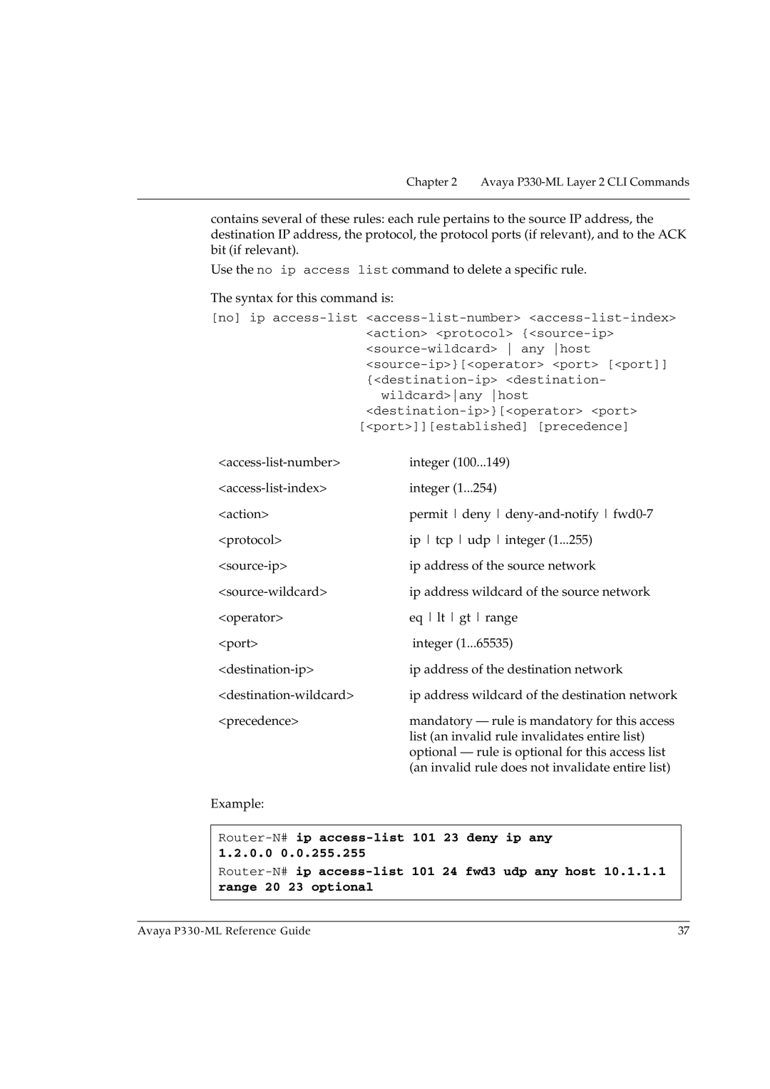 Avaya P330-ML-ML manual Avaya P330-ML Layer 2 CLI Commands 