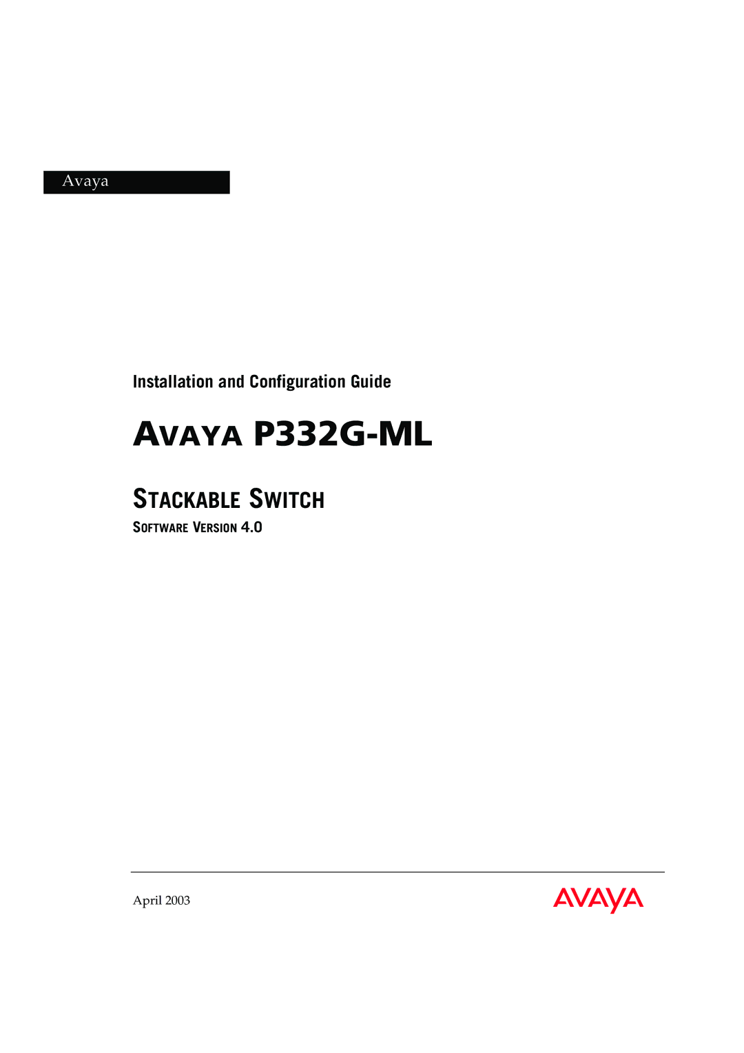 Avaya manual Avaya P332G-ML 