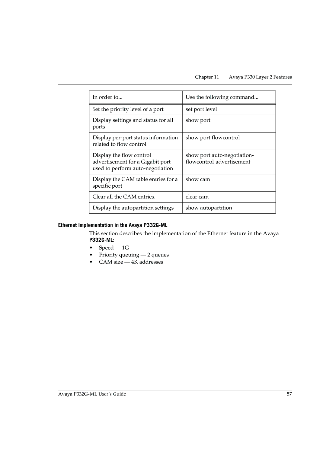 Avaya manual Ethernet Implementation in the Avaya P332G-ML 