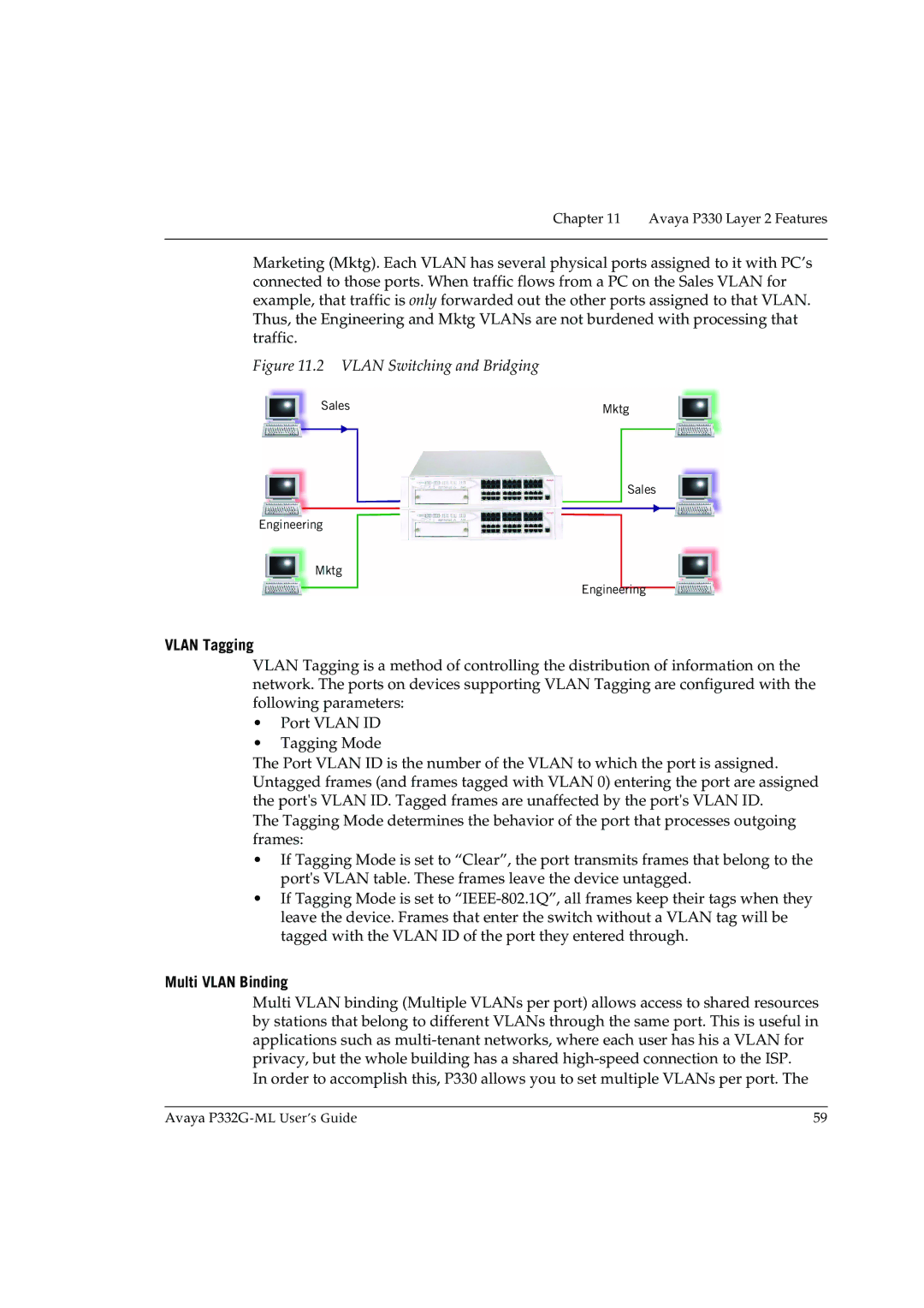 Avaya P332G-ML manual Vlan Tagging, Multi Vlan Binding 