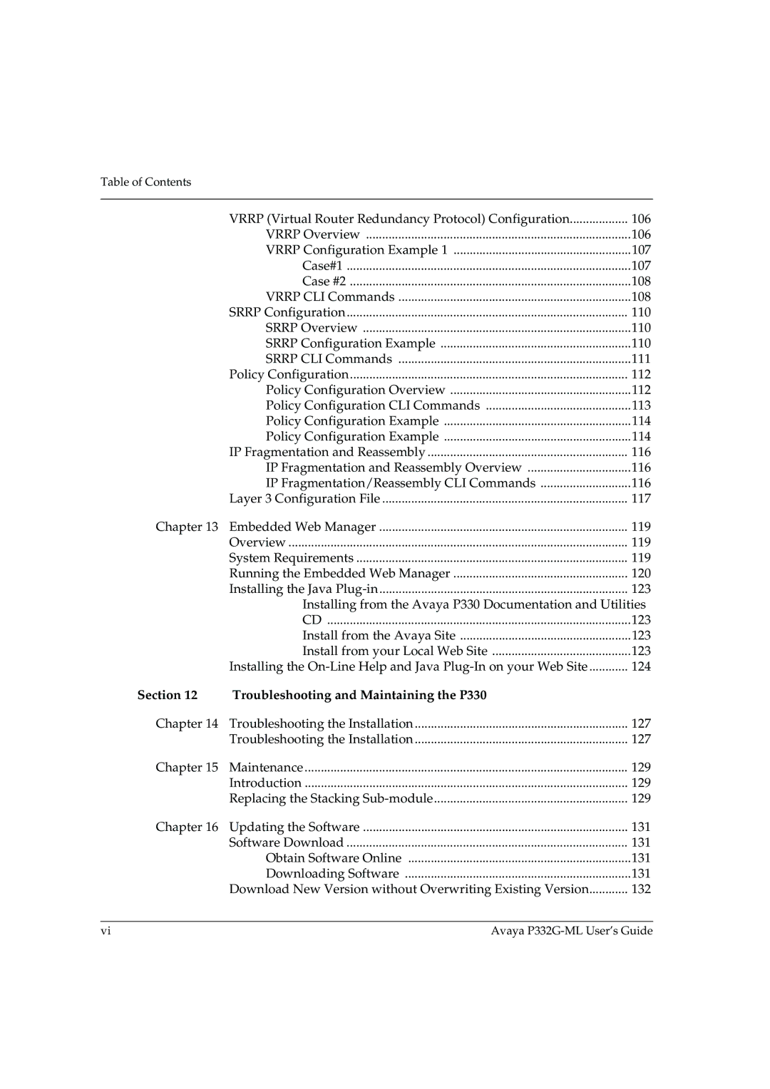 Avaya P332G-ML manual Section Troubleshooting and Maintaining the P330 