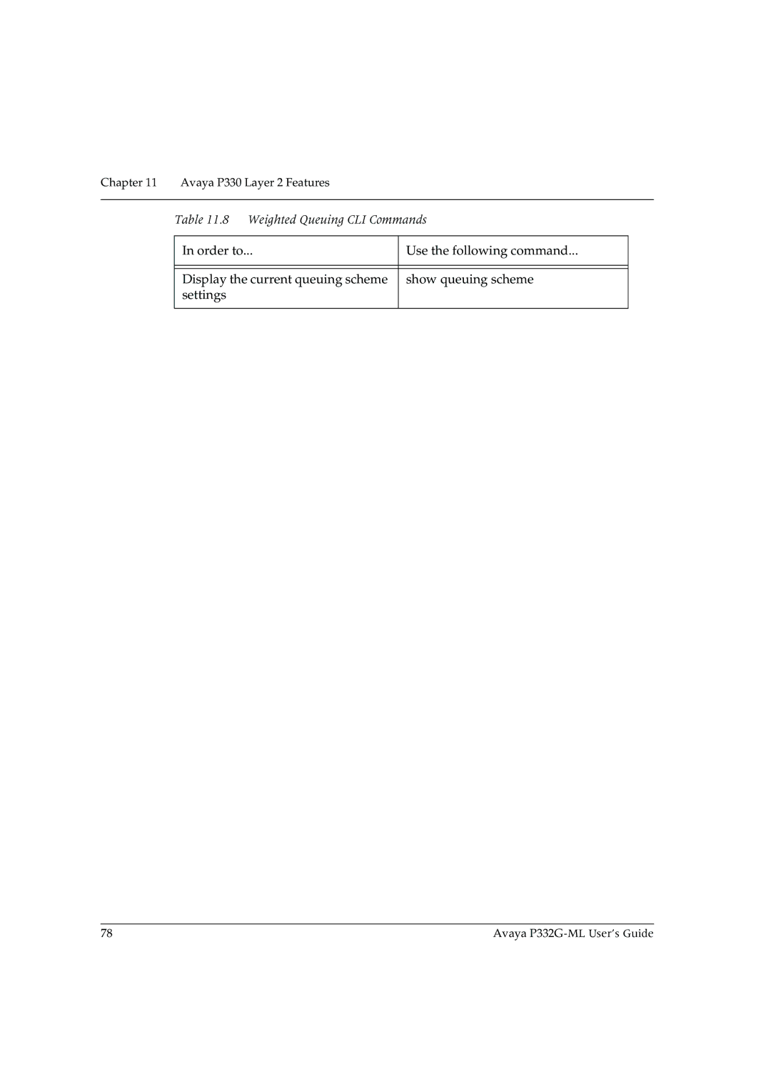 Avaya P332G-ML manual Weighted Queuing CLI Commands 