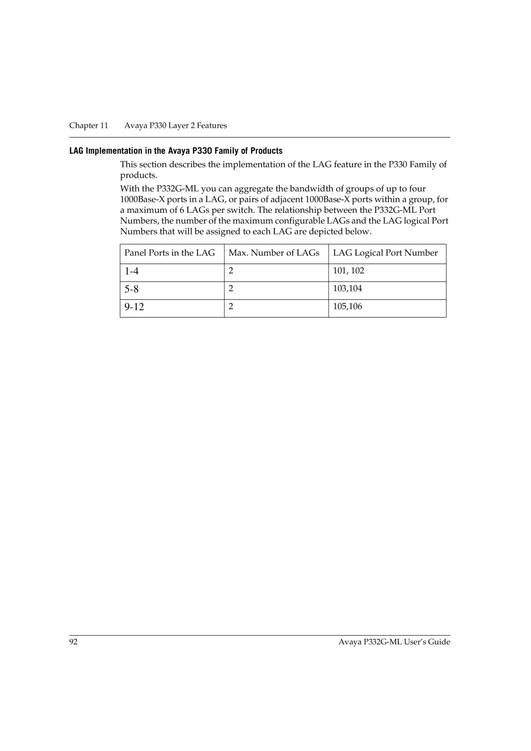 Avaya P332G-ML manual LAG Implementation in the Avaya P330 Family of Products 