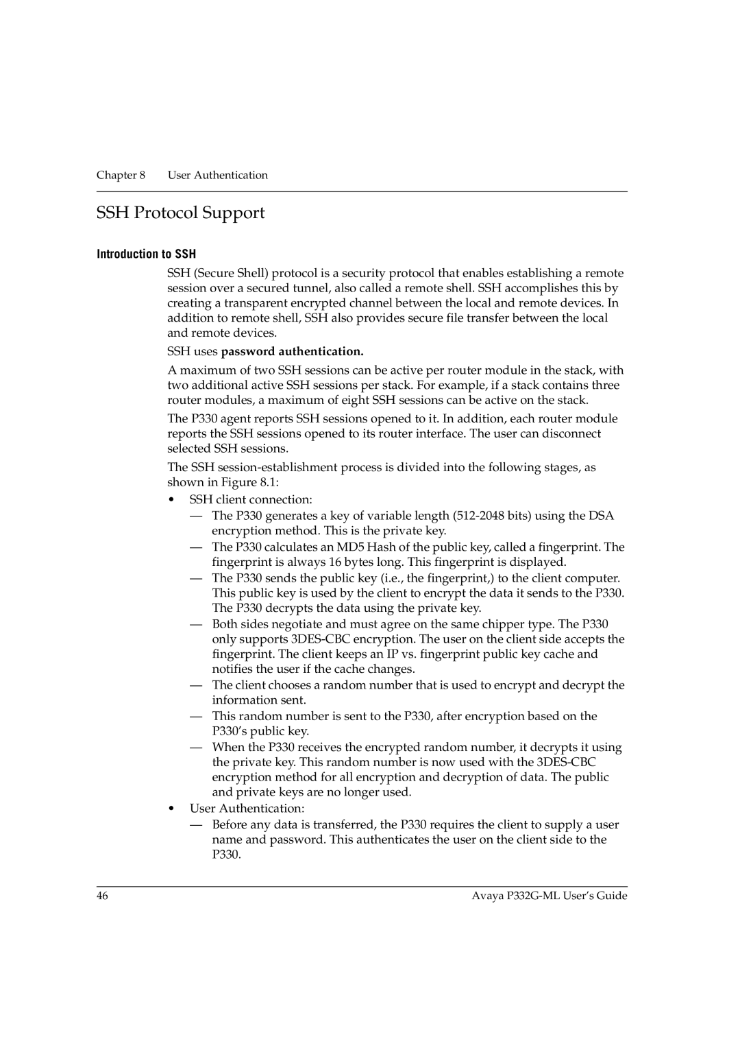 Avaya P332G-ML manual SSH Protocol Support, Introduction to SSH 