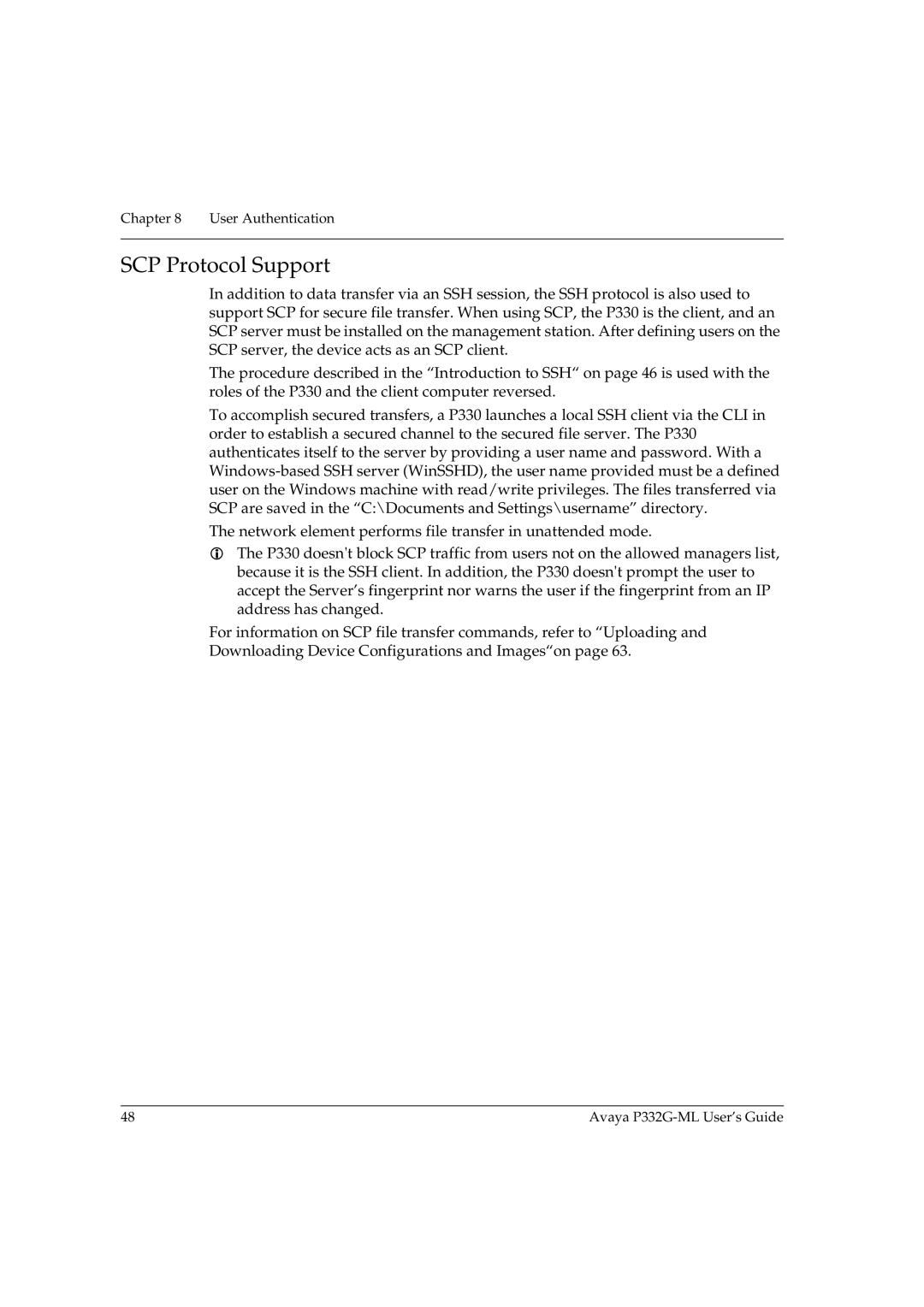 Avaya P332G-ML manual SCP Protocol Support 