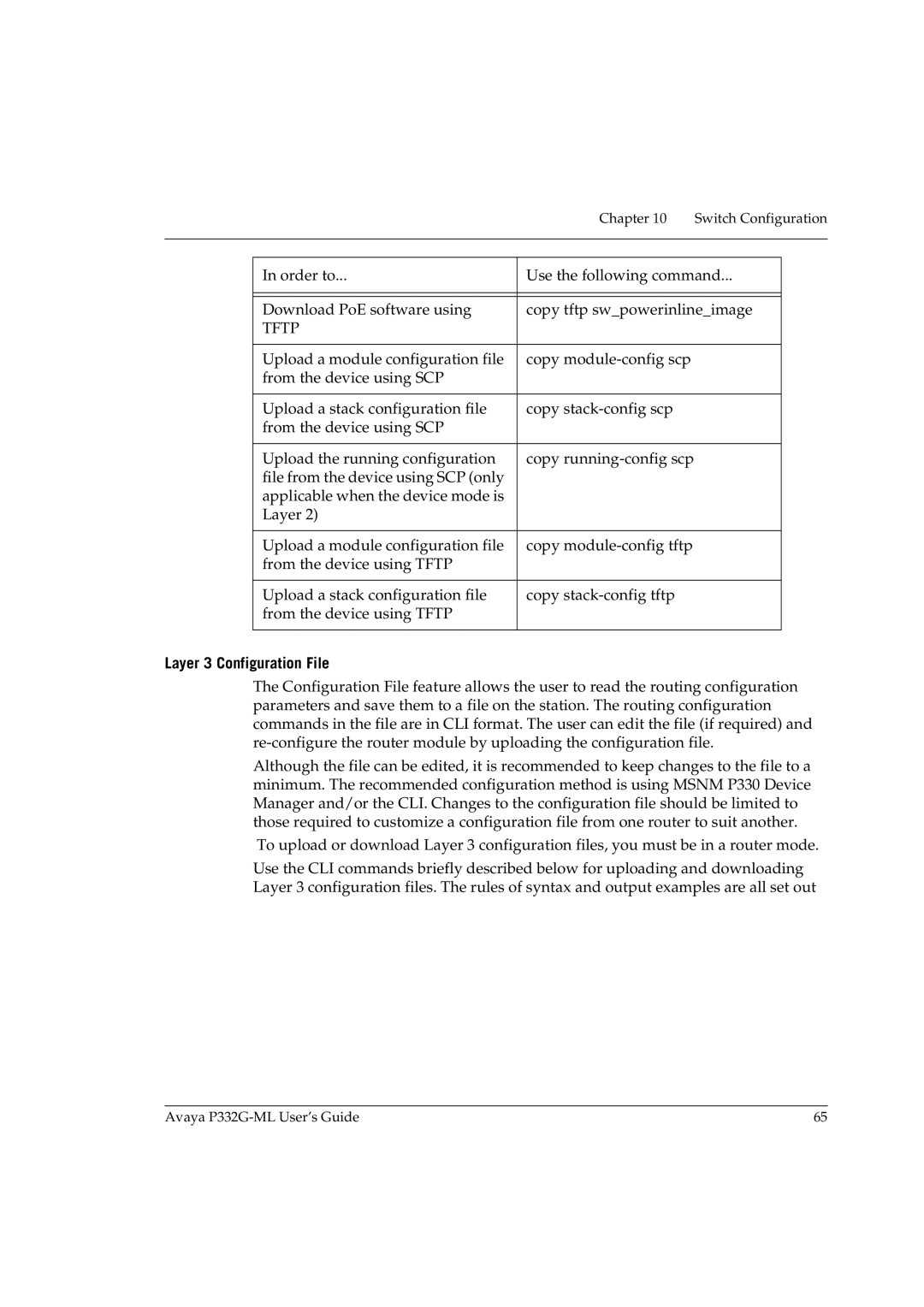 Avaya P332G-ML manual Tftp, Layer 3 Configuration File 