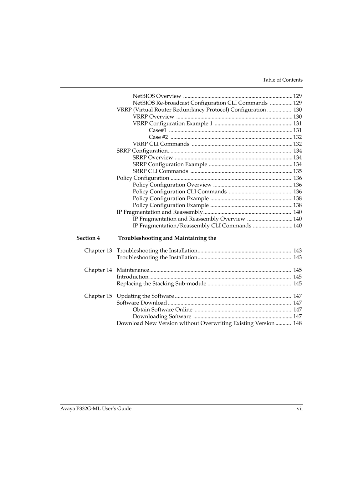 Avaya P332G-ML manual Section Troubleshooting and Maintaining 