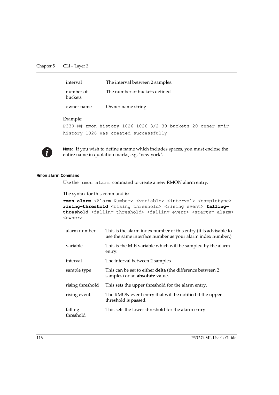 Avaya P332G-ML manual Rmon alarm Command 