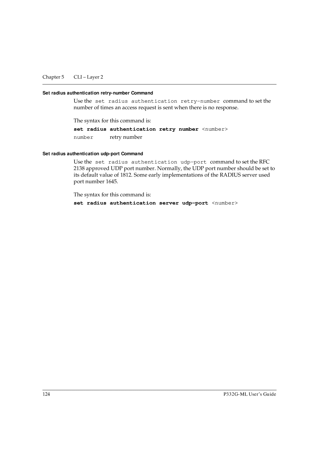 Avaya P332G-ML manual Set radius authentication retry-number Command, Set radius authentication retry number number, Number 