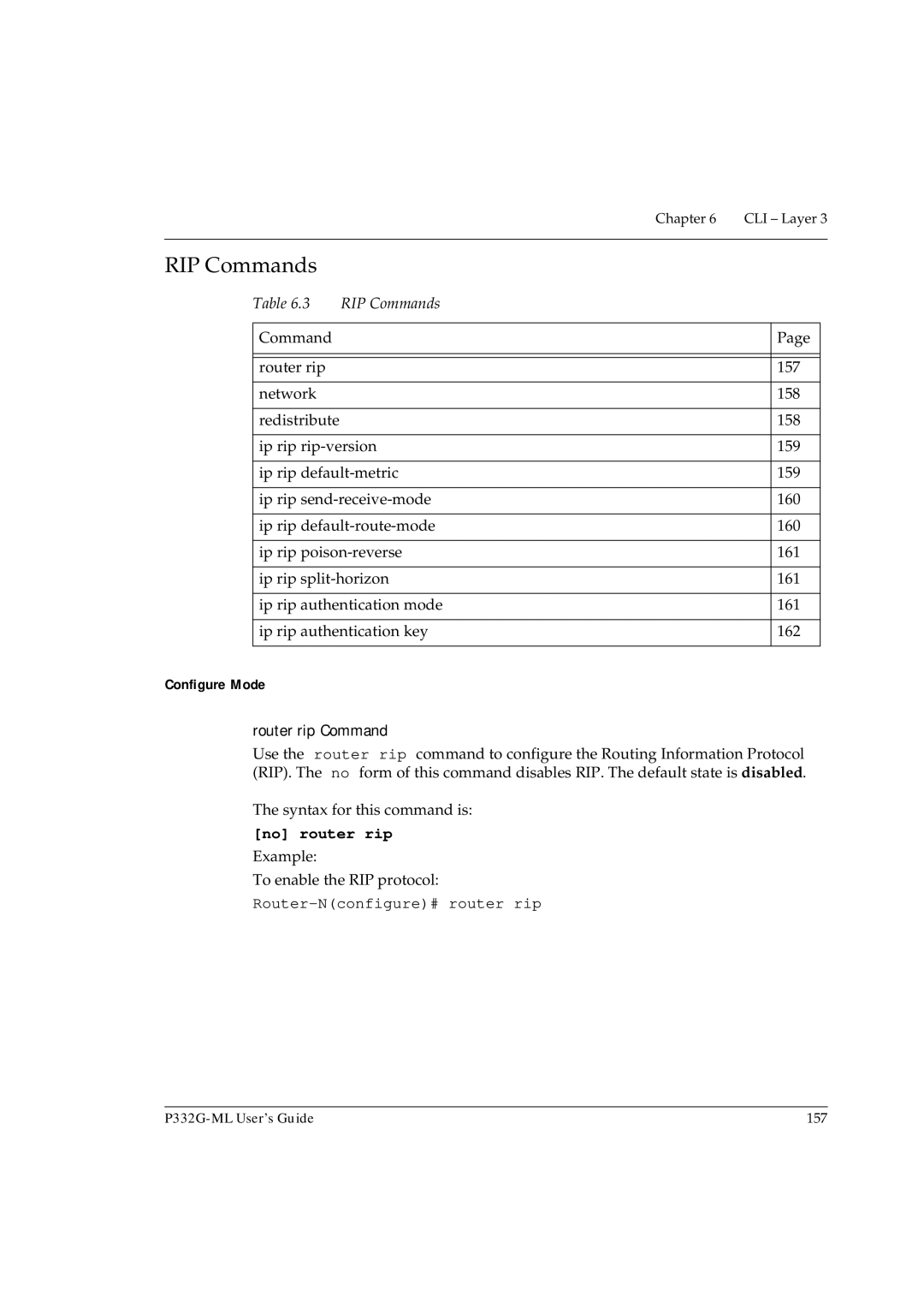 Avaya P332G-ML manual RIP Commands, Router rip Command, No router rip, Example To enable the RIP protocol 