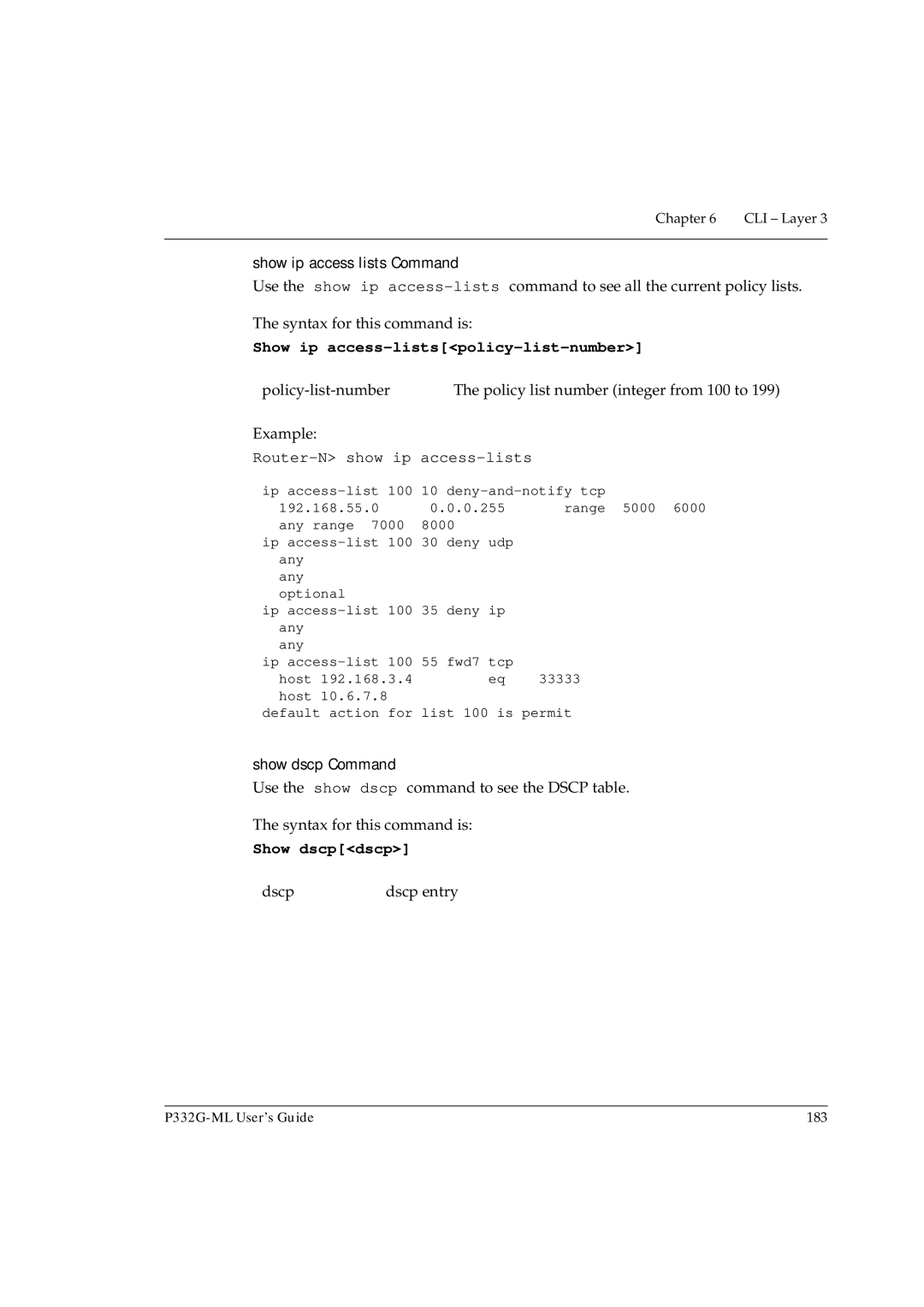 Avaya P332G-ML manual Show ip access lists Command, Show ip access-listspolicy-list-number, Router-N show ip access-lists 