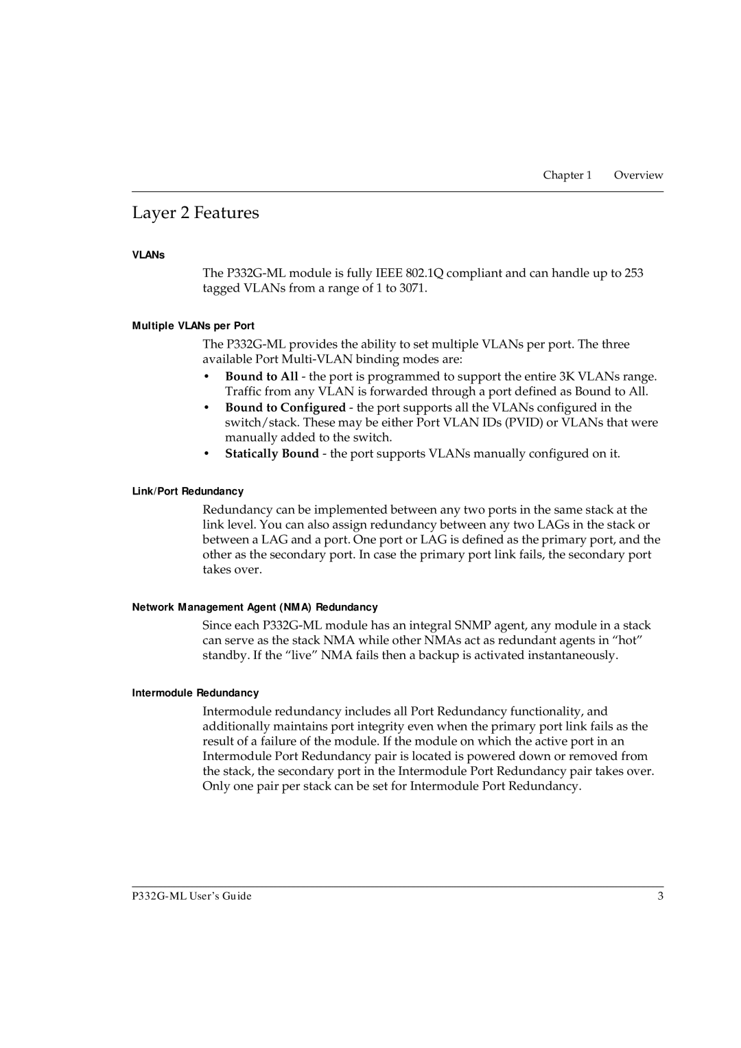 Avaya P332G-ML manual Layer 2 Features 