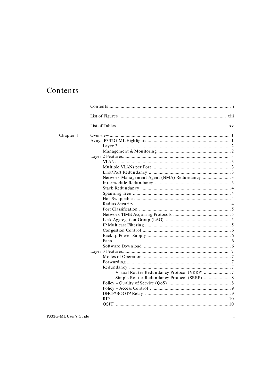 Avaya P332G-ML manual Contents 