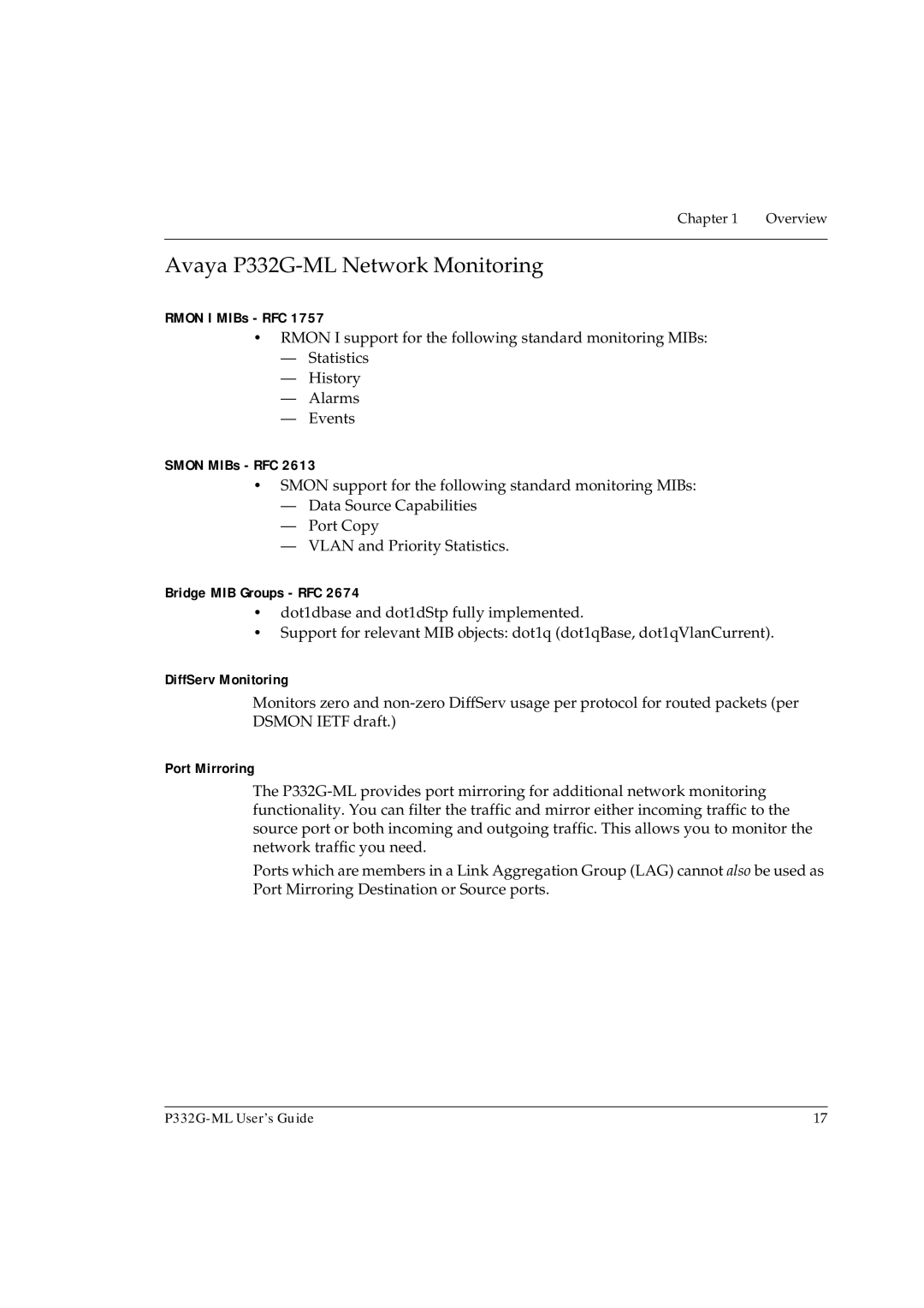 Avaya manual Avaya P332G-ML Network Monitoring 