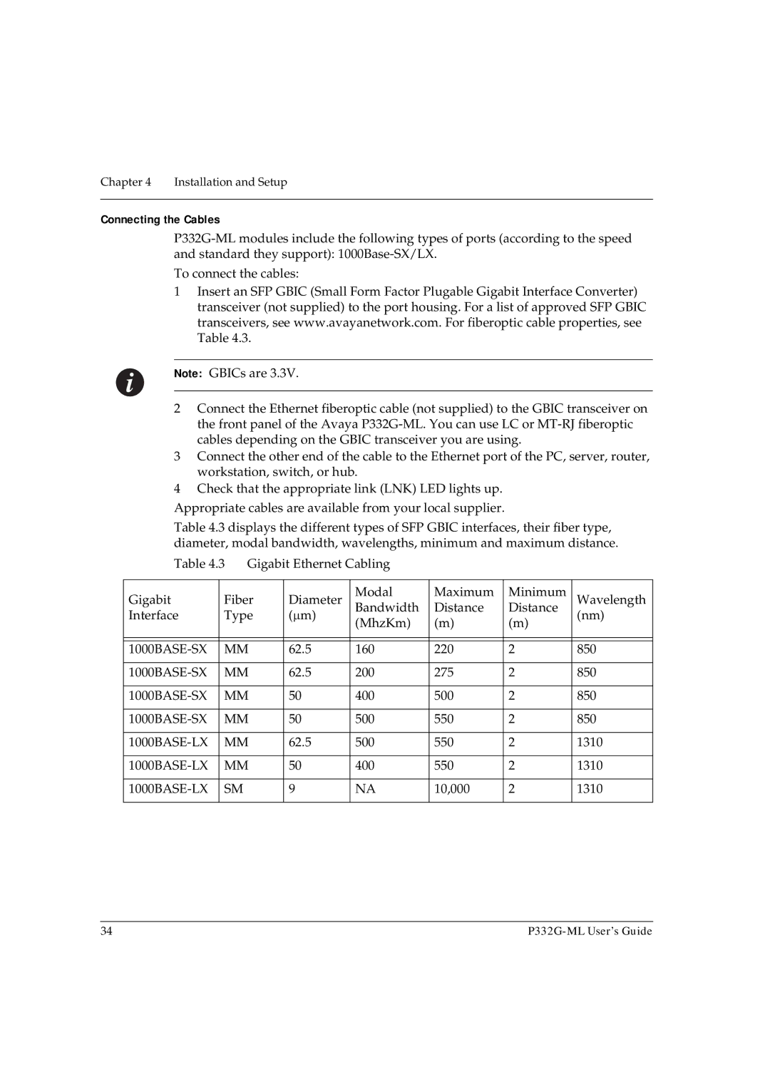 Avaya P332G-ML manual Connecting the Cables 