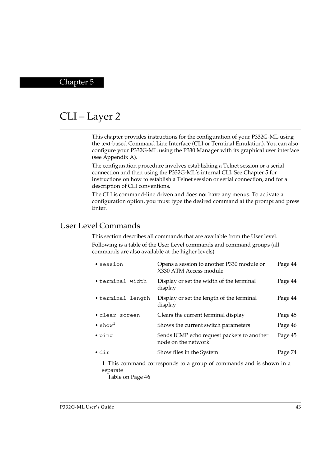 Avaya P332G-ML manual User Level Commands 