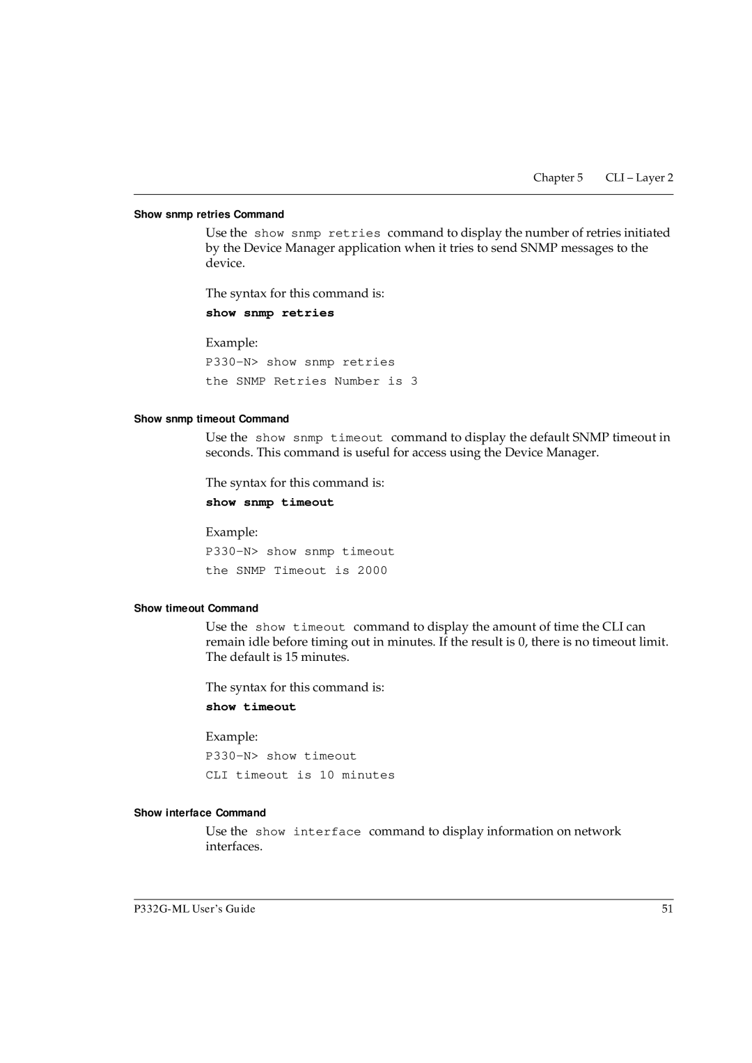 Avaya P332G-ML manual Show snmp retries, Show snmp timeout, Show timeout 