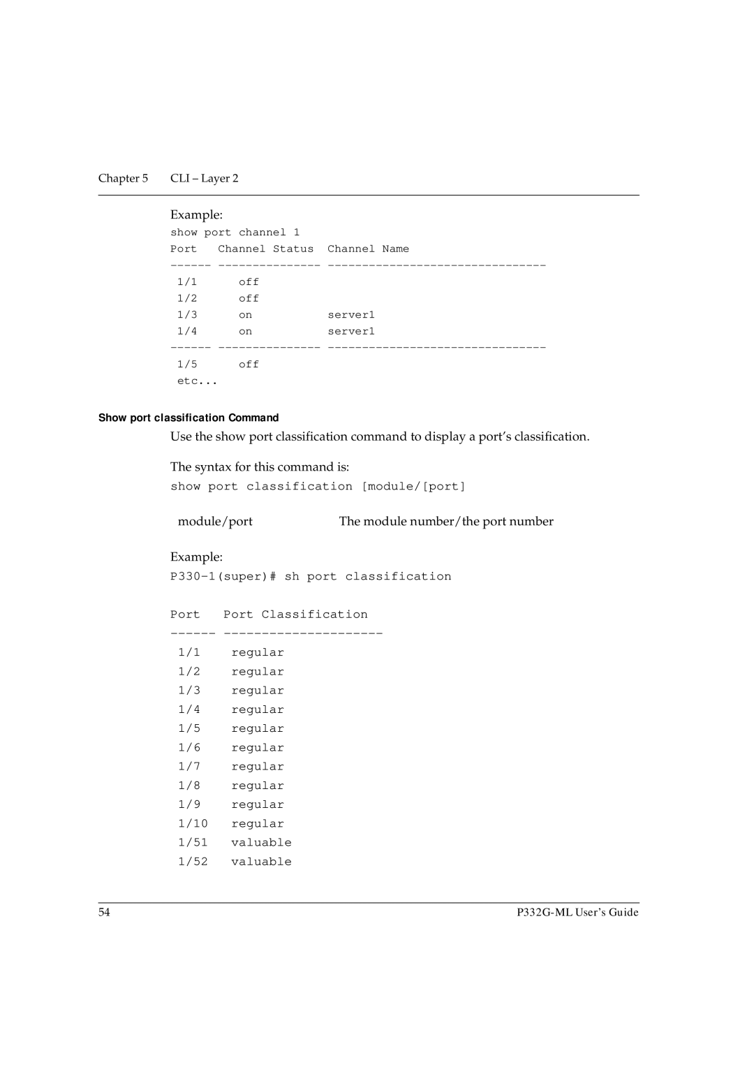 Avaya P332G-ML manual Show port classification Command, Show port classification module/port 