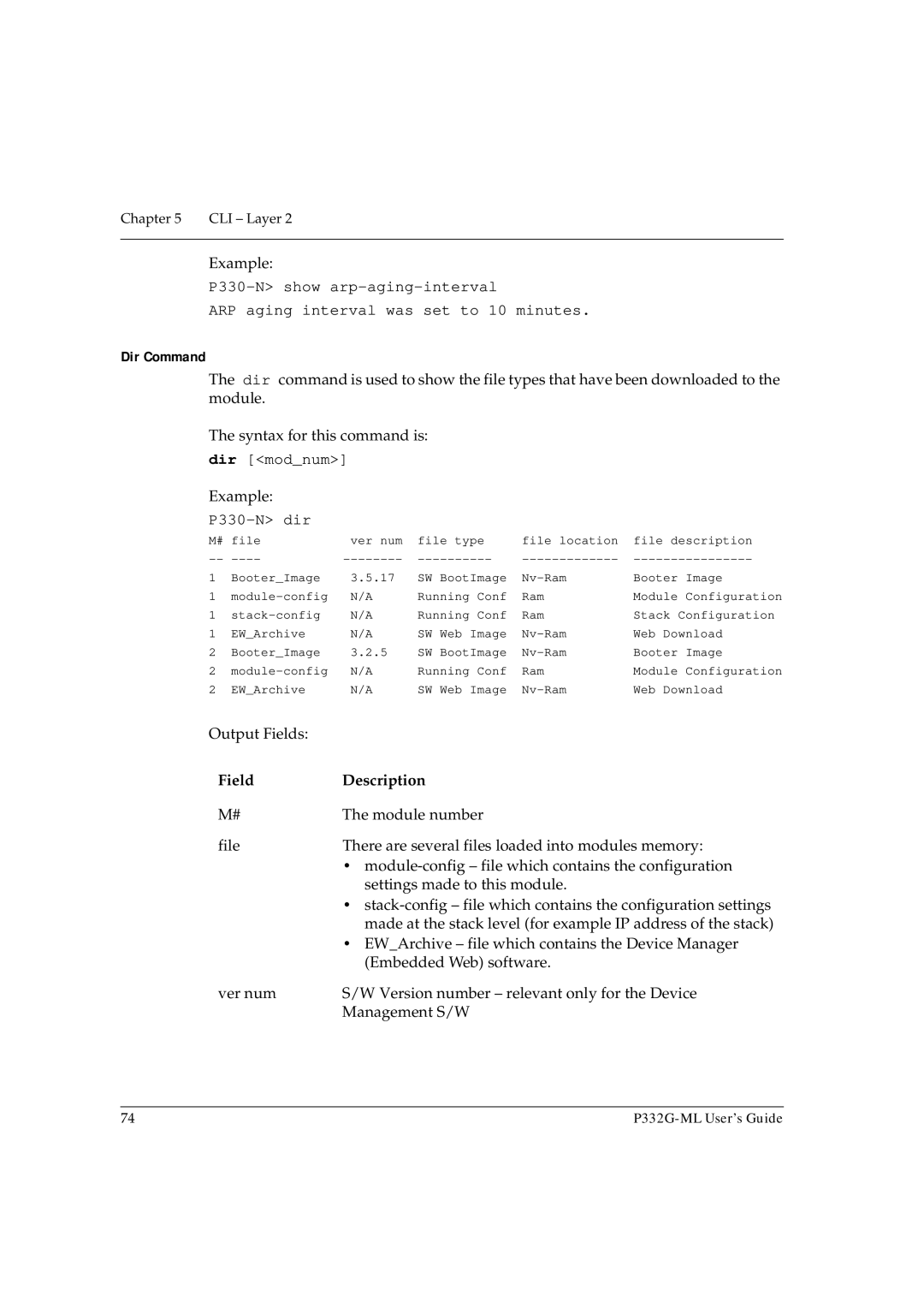 Avaya P332G-ML manual Dir Command, Dir modnum, P330-N dir 