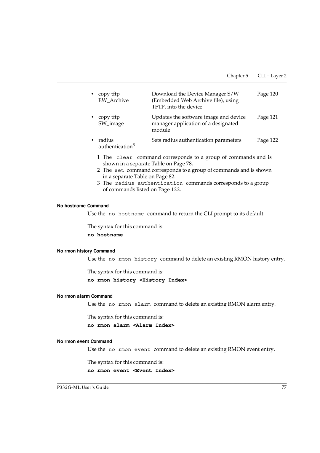 Avaya P332G-ML manual No hostname, No rmon history History Index, No rmon alarm Alarm Index, No rmon event Event Index 