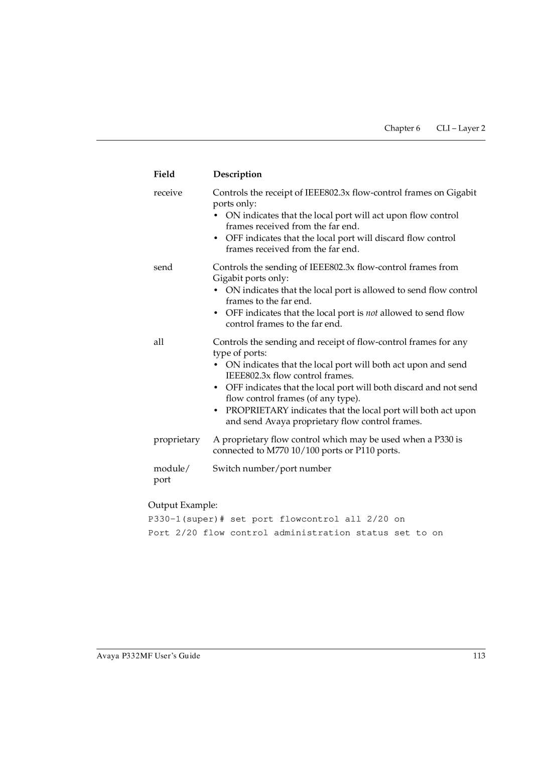 Avaya manual Avaya P332MF User’s Guide 113 