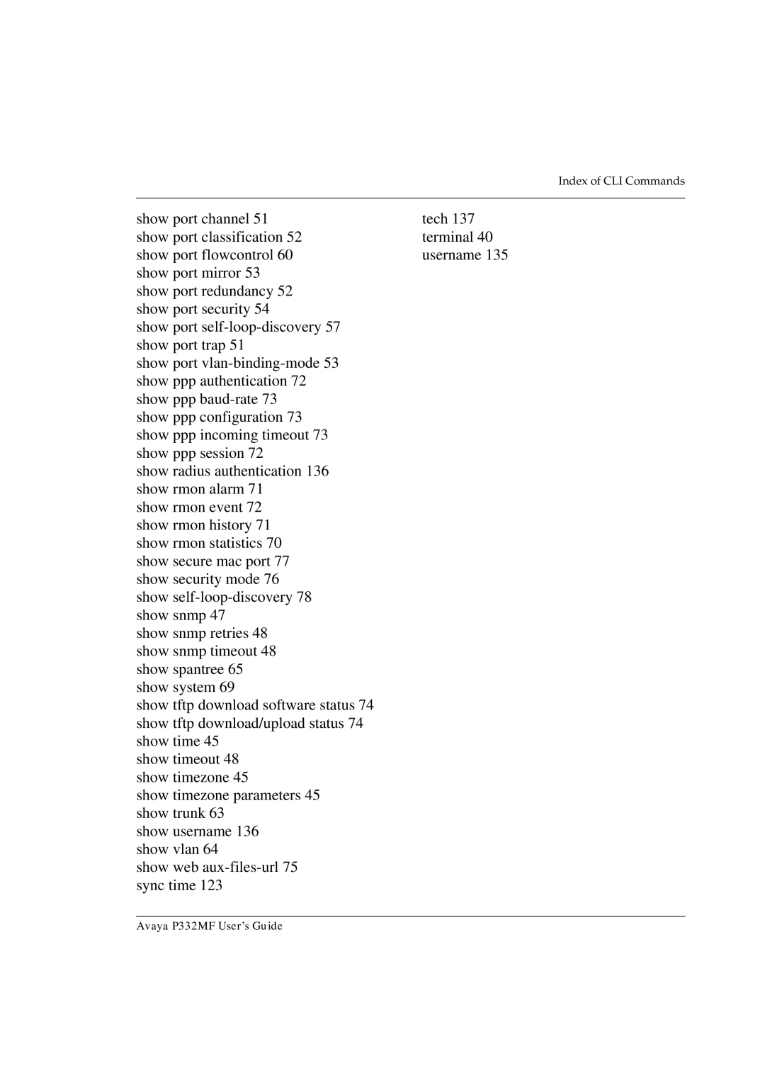 Avaya P332MF manual Index of CLI Commands 