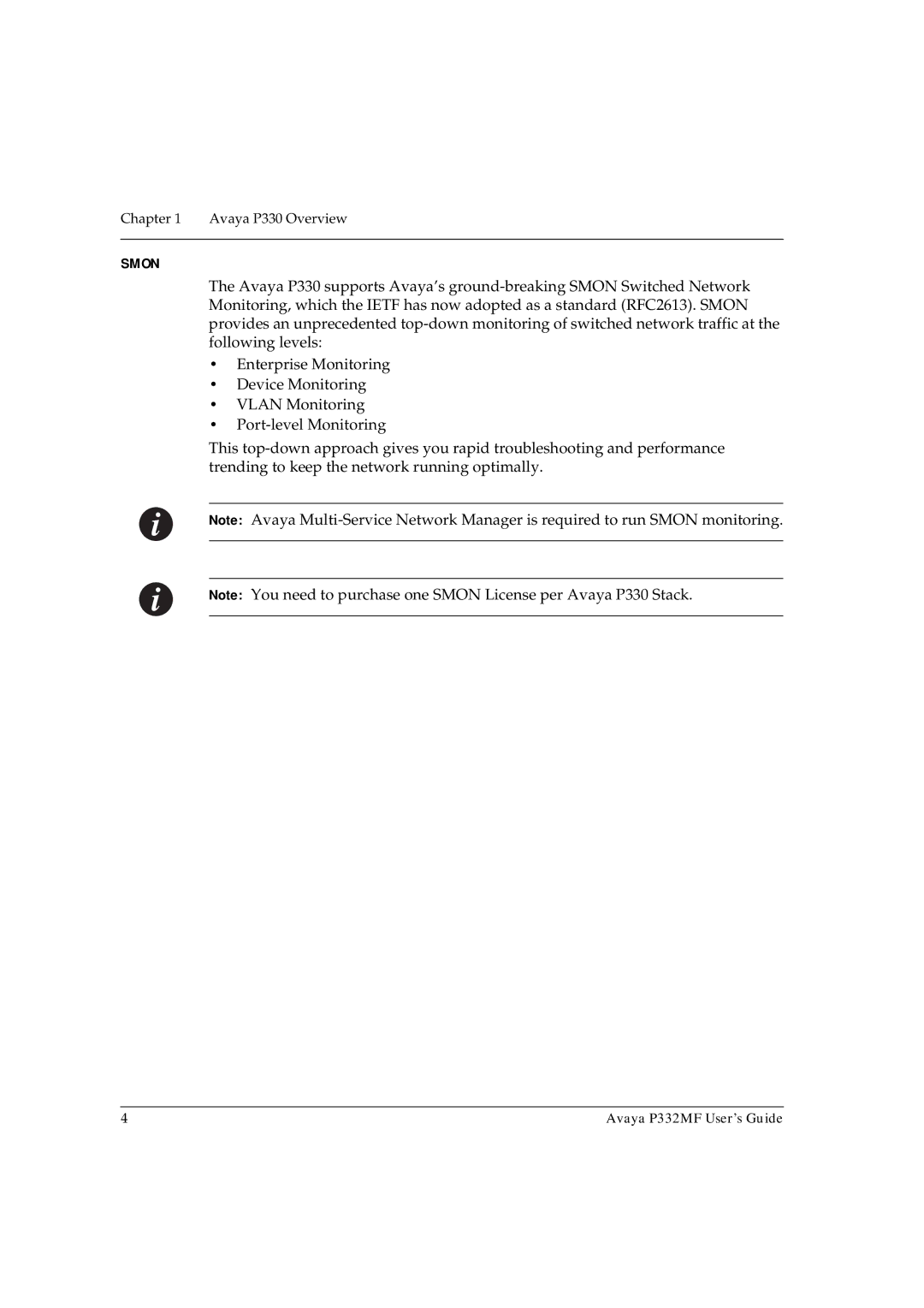 Avaya P332MF manual Smon 