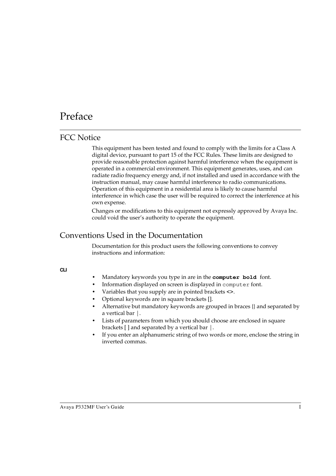 Avaya P332MF manual FCC Notice, Conventions Used in the Documentation 