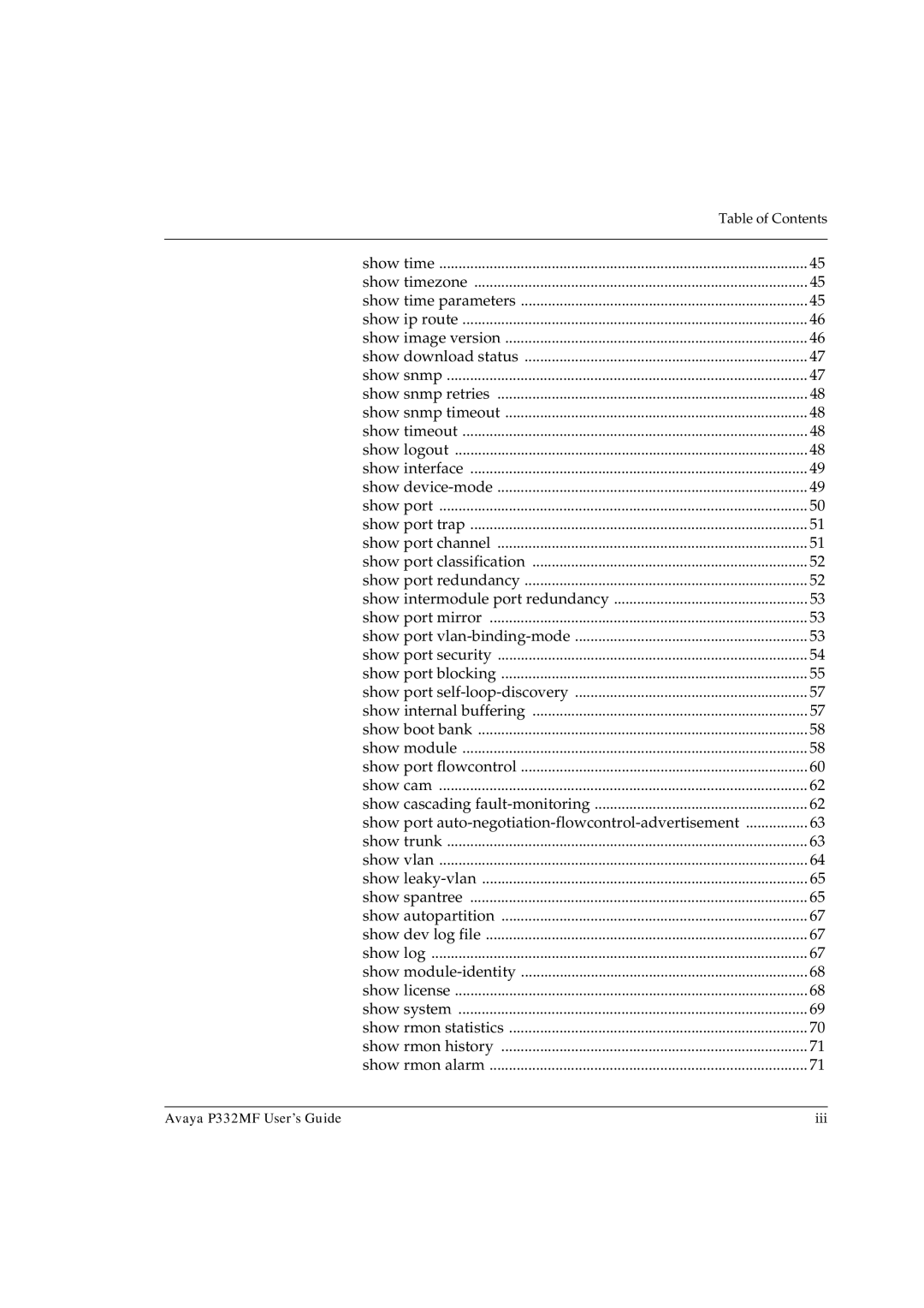 Avaya manual Avaya P332MF User’s Guide Iii 