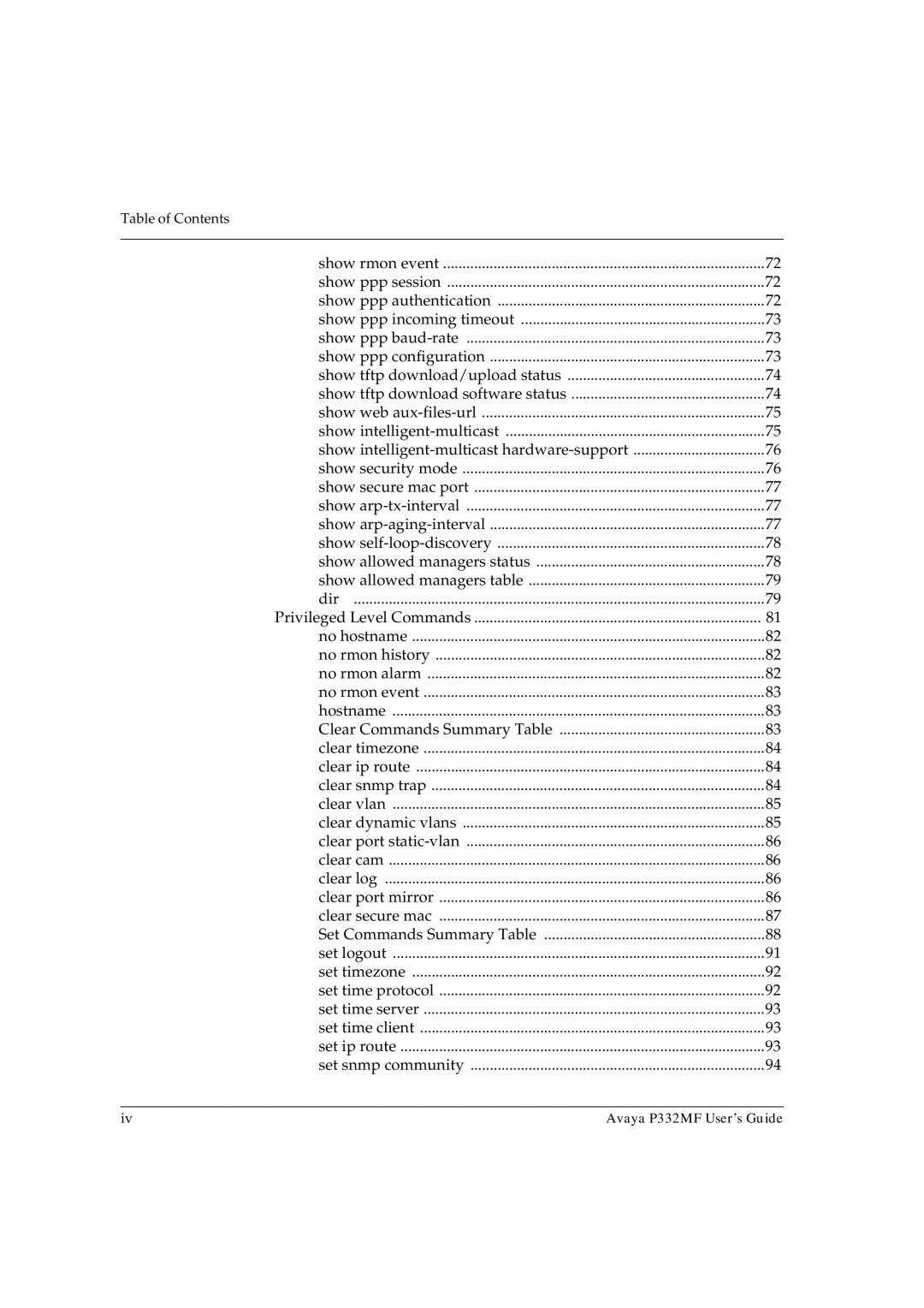 Avaya P332MF manual Table of Contents 