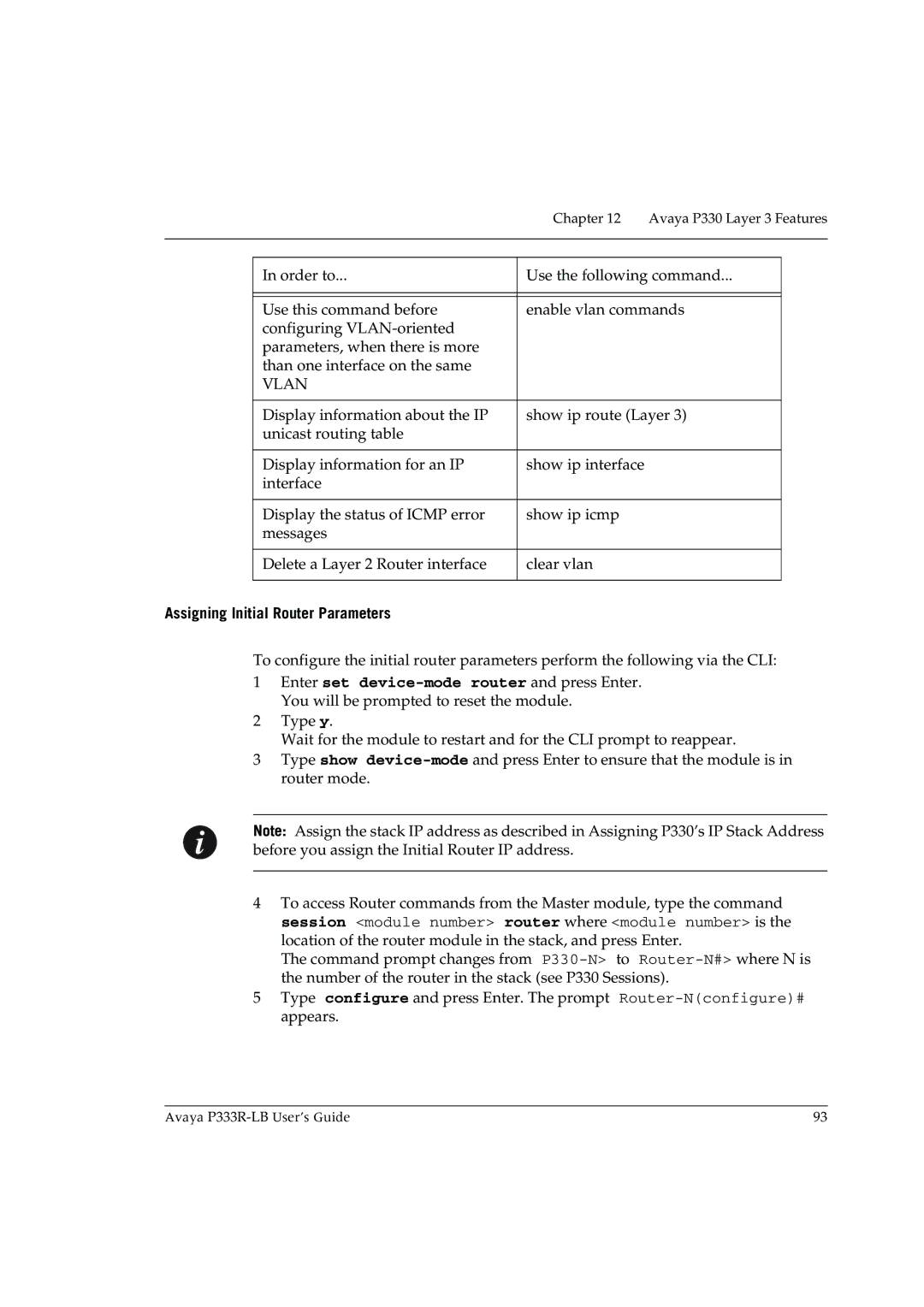 Avaya P333R-LB manual Assigning Initial Router Parameters 