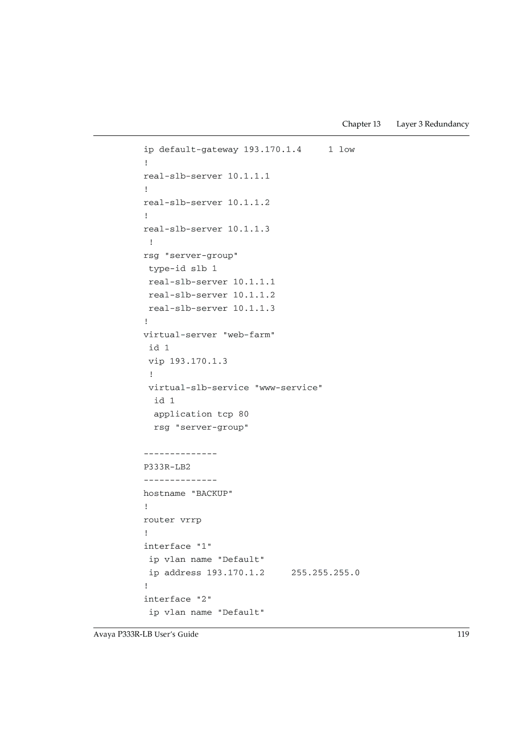 Avaya P333R-LB manual Chapter Layer 3 Redundancy 