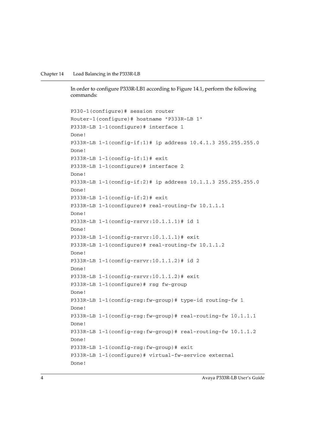 Avaya manual Load Balancing in the P333R-LB 