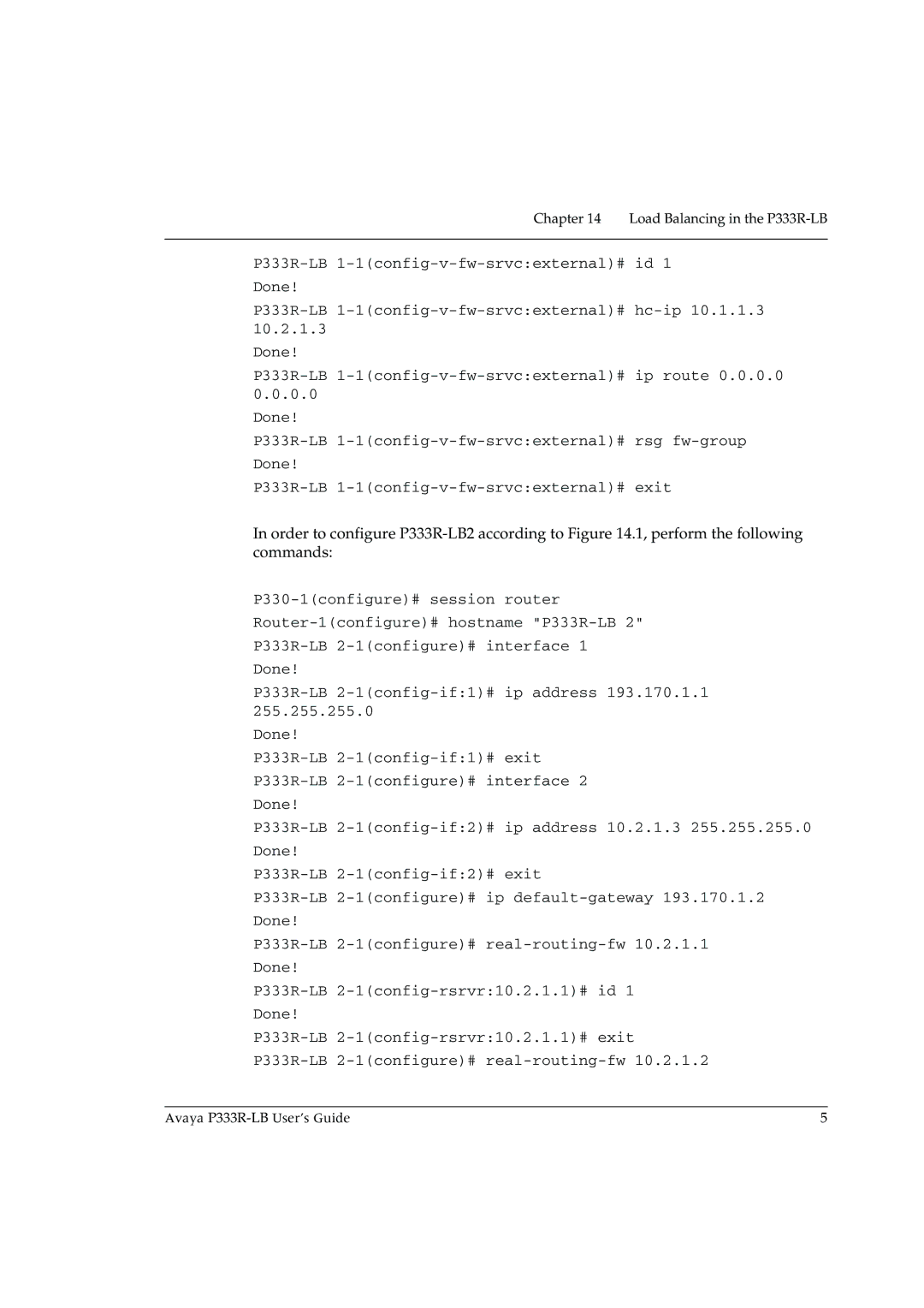 Avaya manual Load Balancing in the P333R-LB 