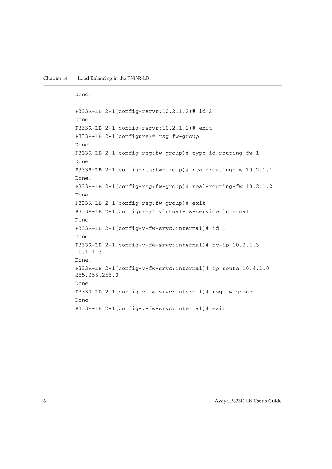 Avaya manual Load Balancing in the P333R-LB 