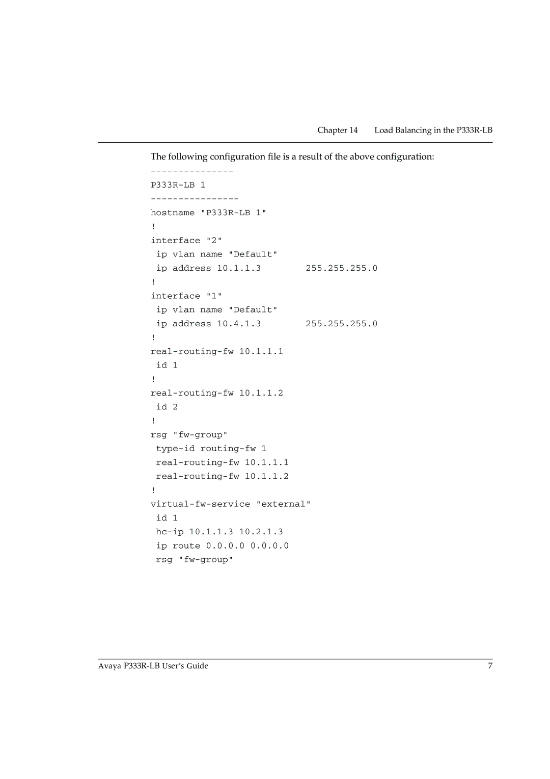 Avaya manual Load Balancing in the P333R-LB 