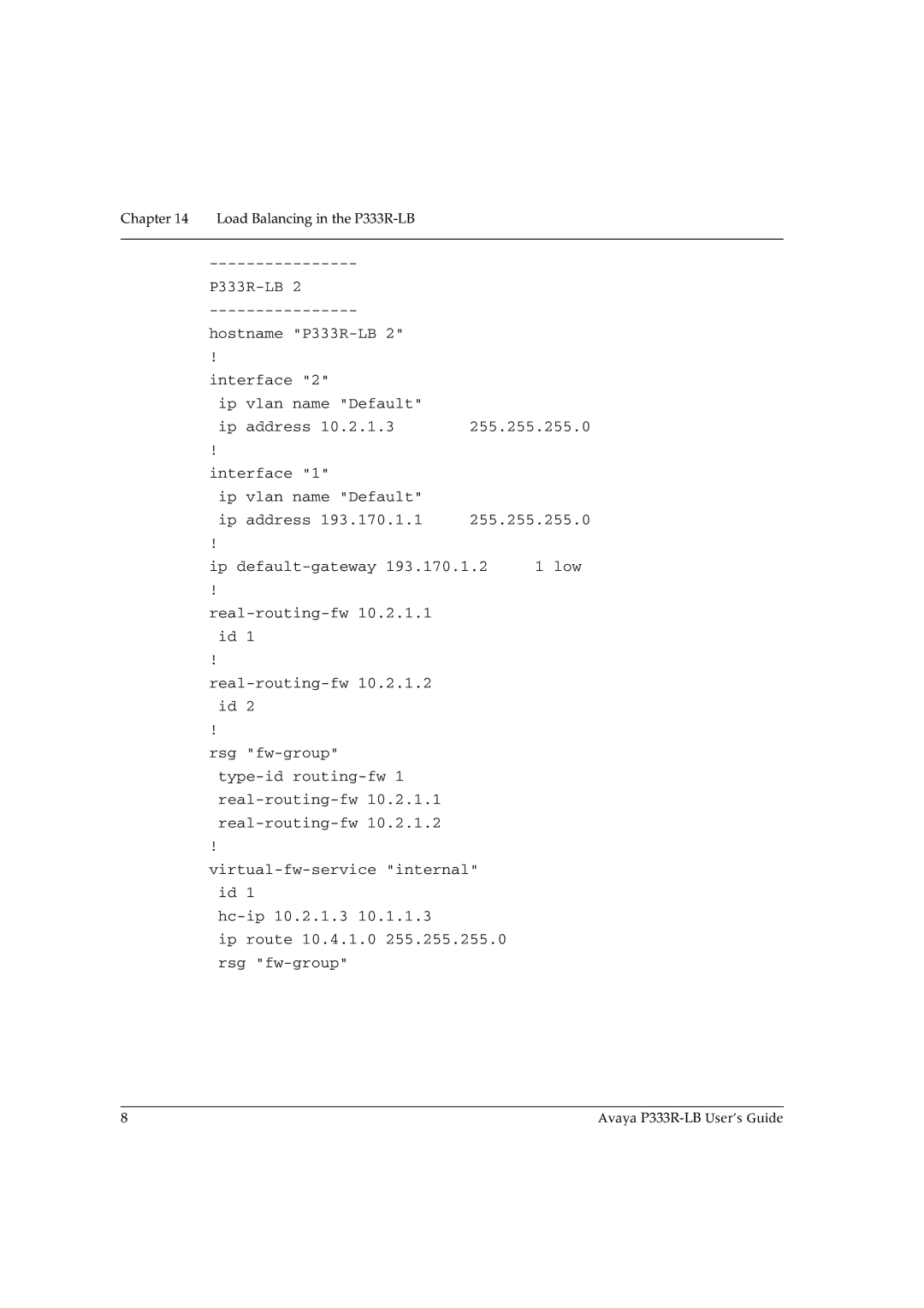 Avaya manual Load Balancing in the P333R-LB 