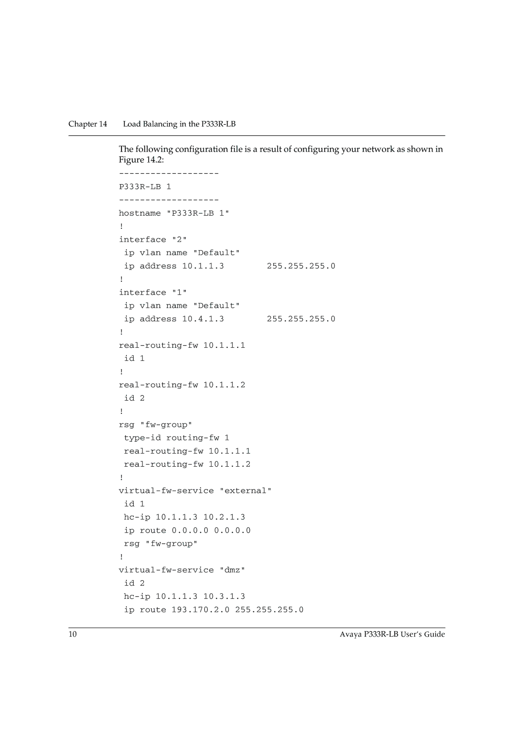 Avaya manual Load Balancing in the P333R-LB 