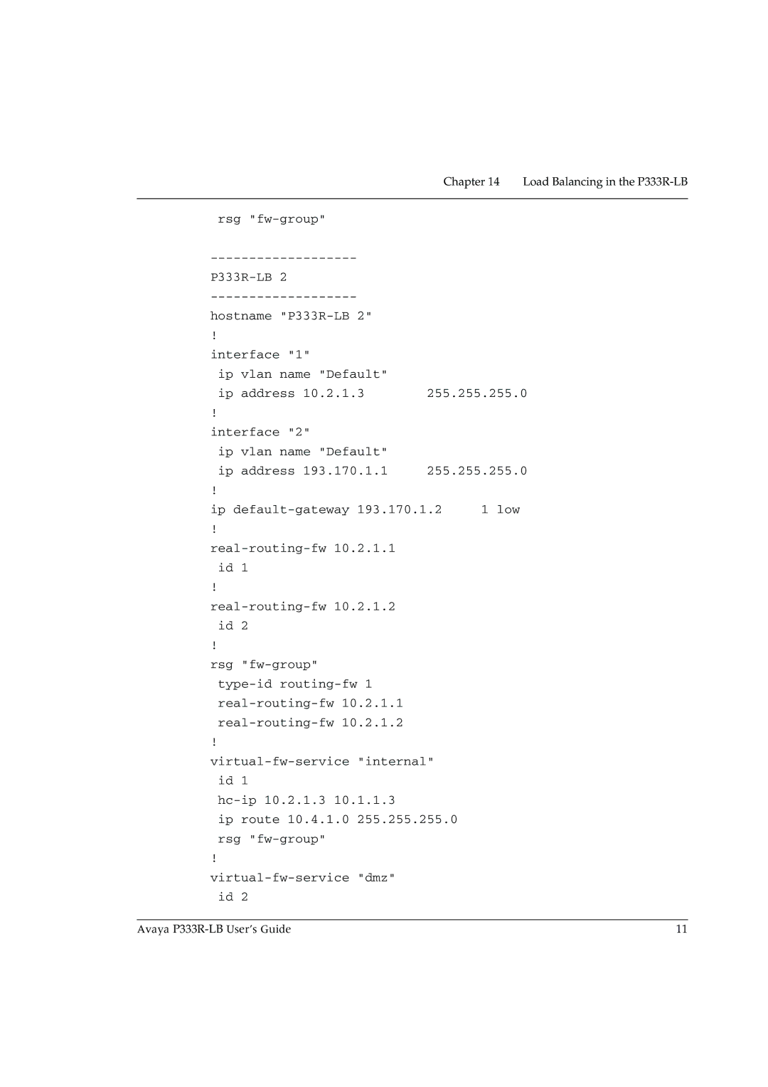 Avaya manual Chapter Load Balancing in the P333R-LB 