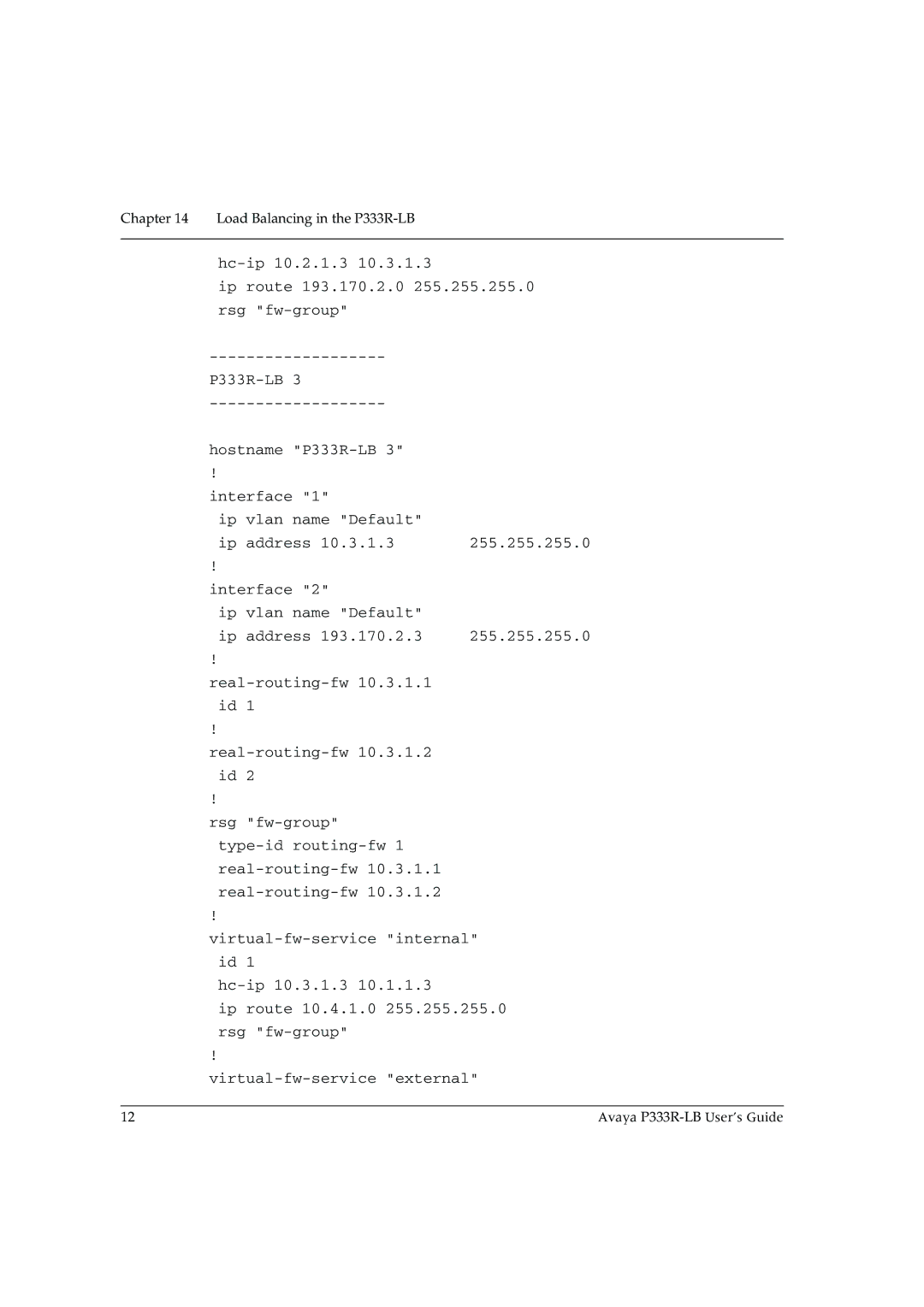 Avaya manual Load Balancing in the P333R-LB 