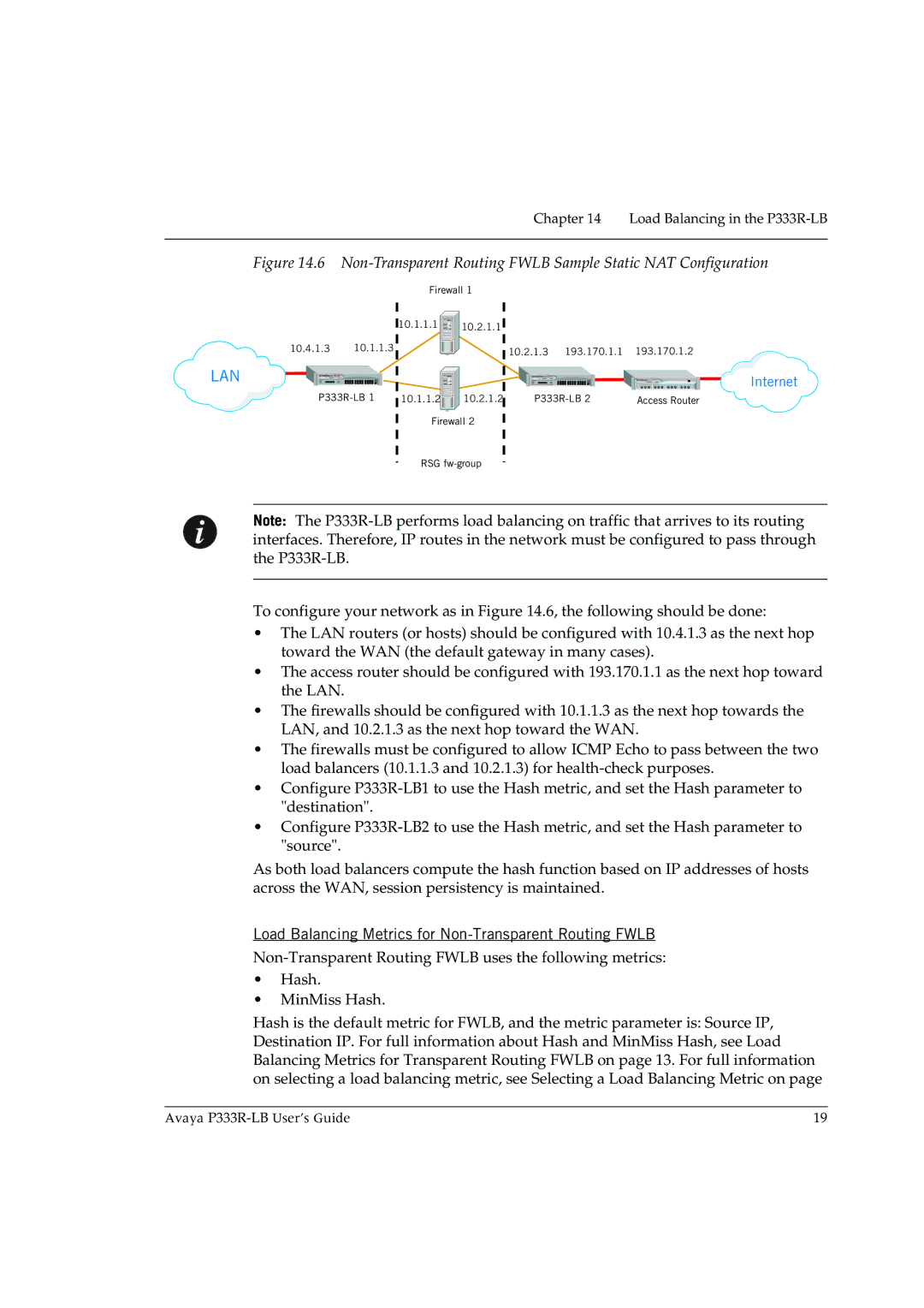 Avaya P333R-LB manual Non-Transparent Routing Fwlb Sample Static NAT Configuration 