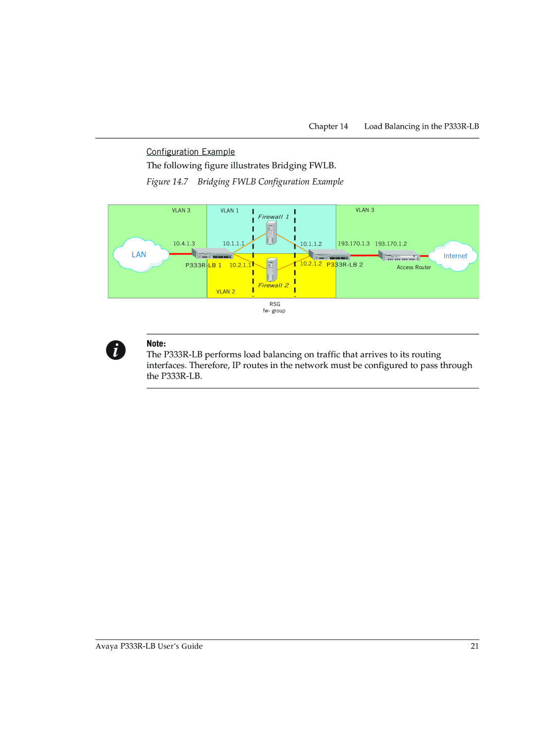 Avaya P333R-LB manual Configuration Example, Following figure illustrates Bridging Fwlb 