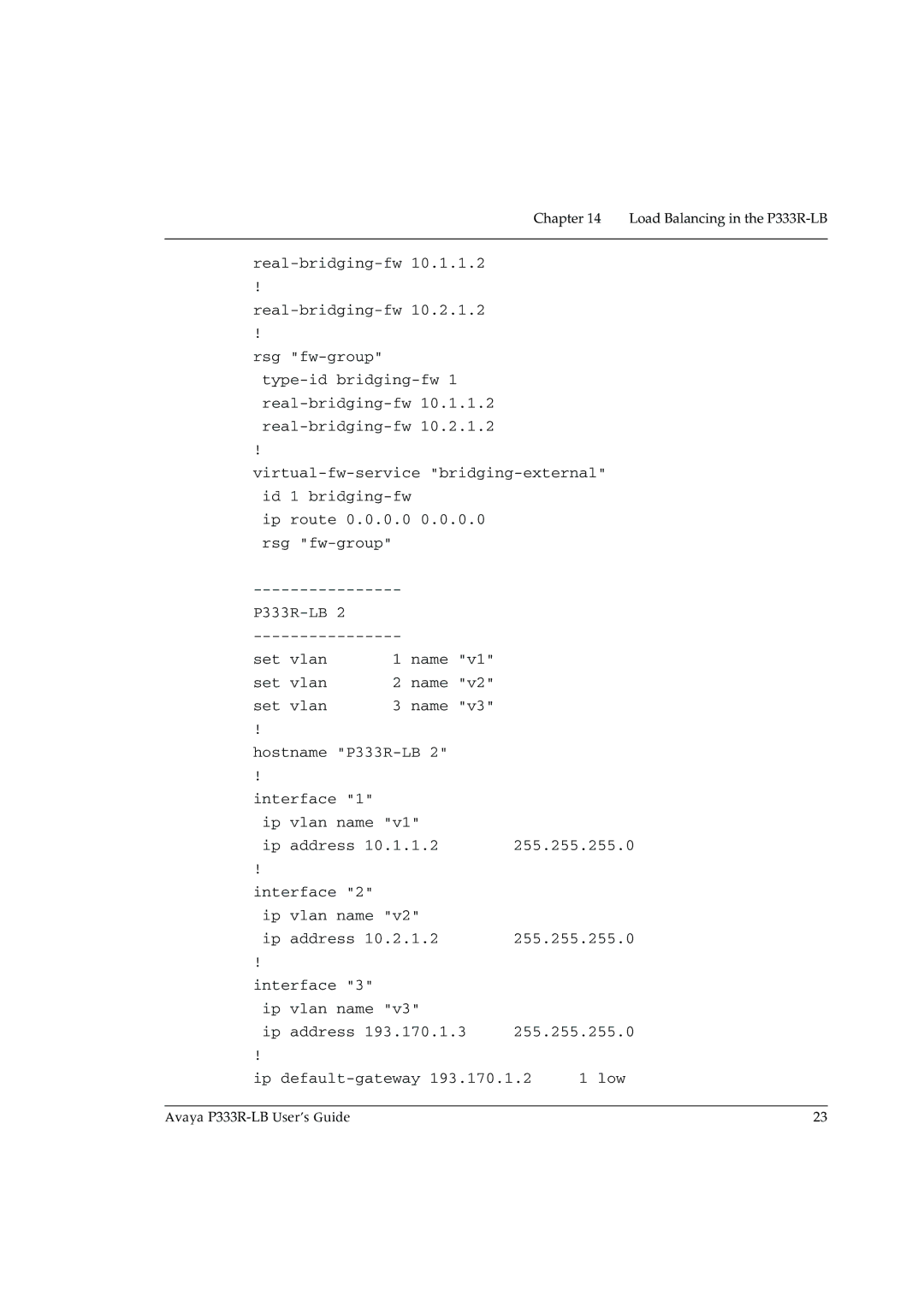 Avaya manual Load Balancing in the P333R-LB 