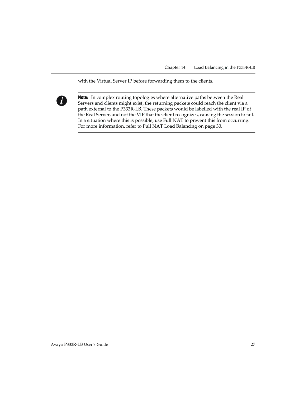 Avaya manual Load Balancing in the P333R-LB 