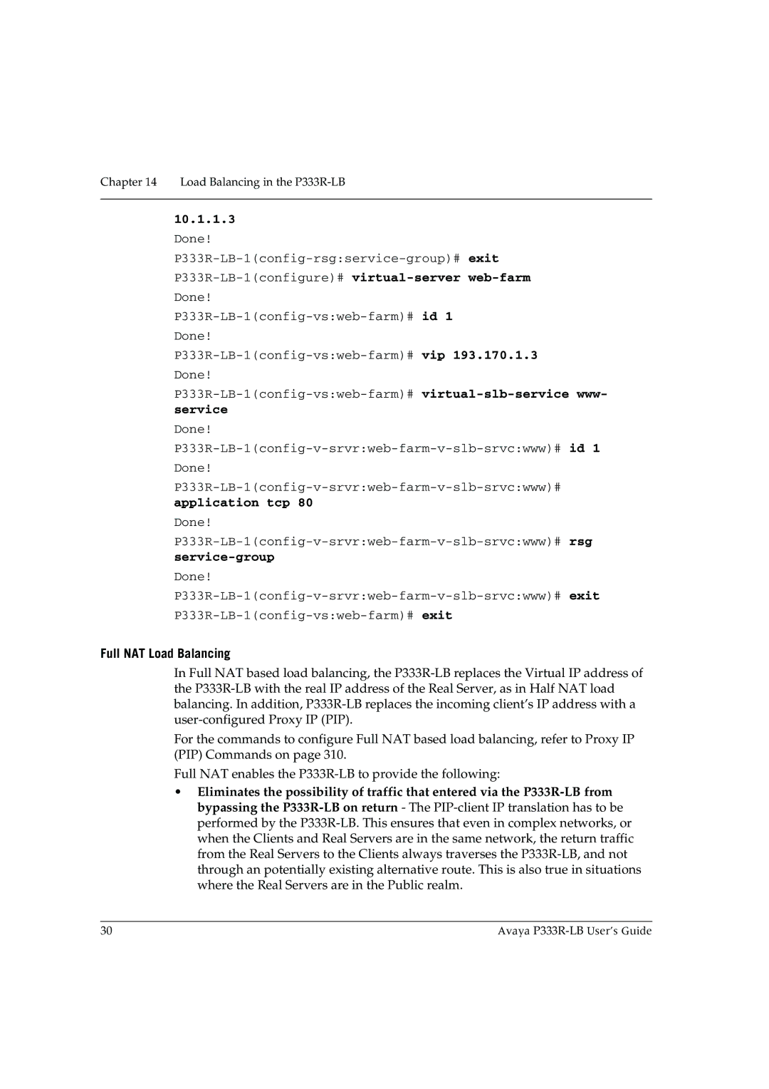 Avaya P333R-LB manual 10.1.1.3, Full NAT Load Balancing 