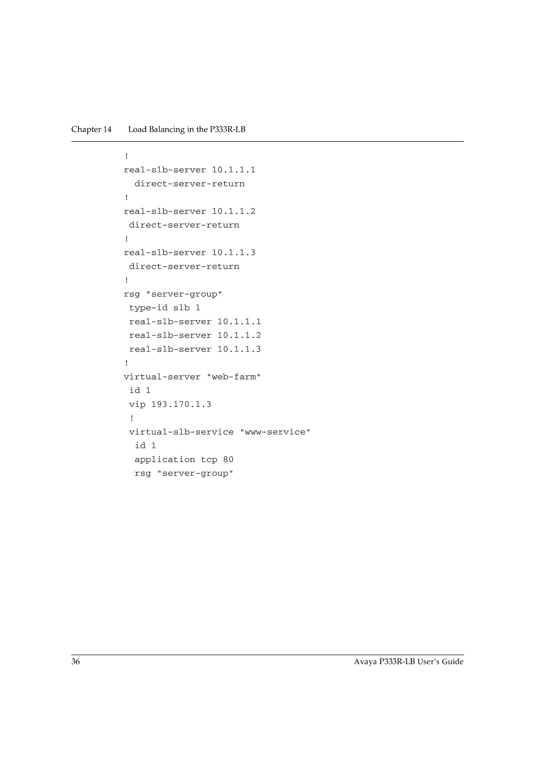 Avaya manual Load Balancing in the P333R-LB 